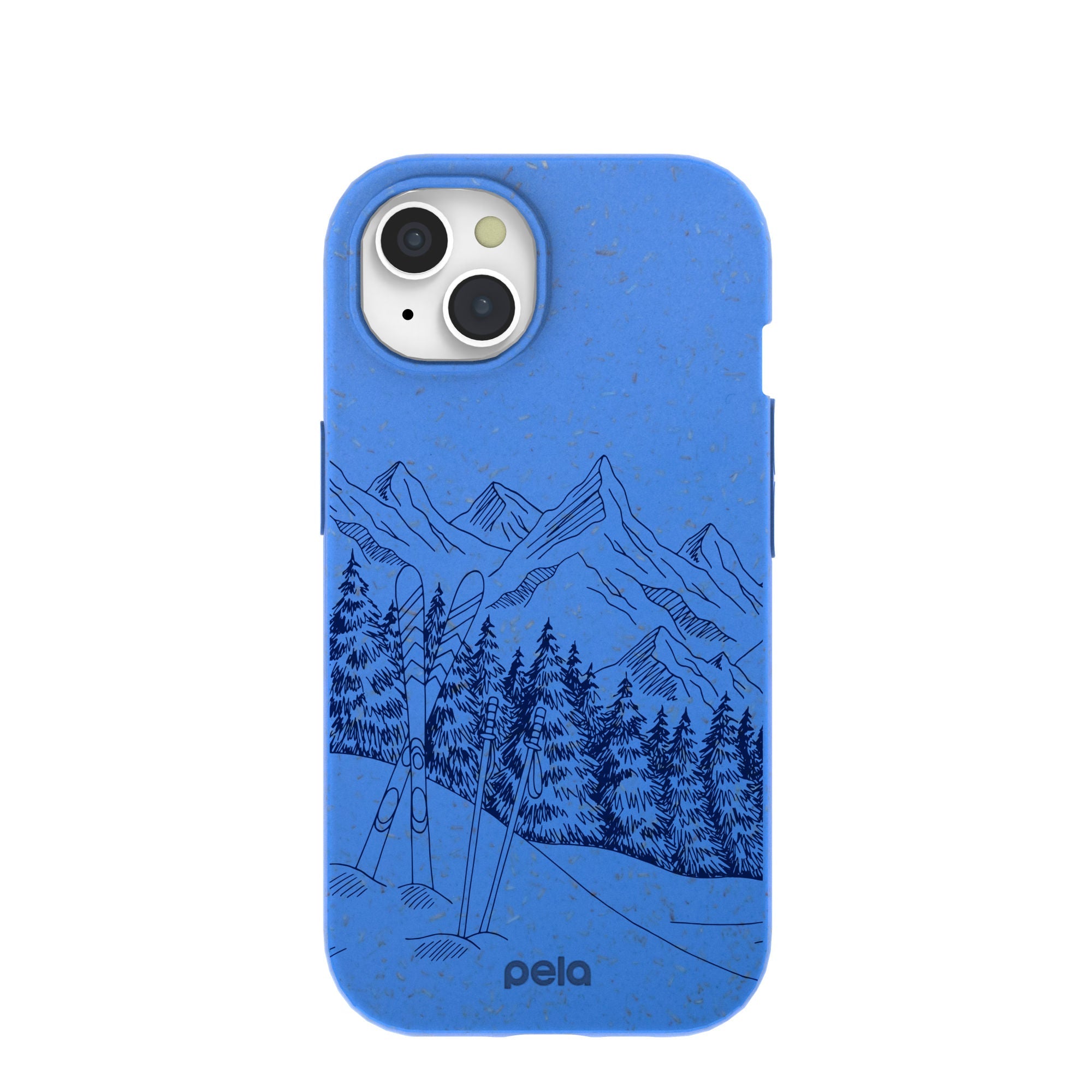 Electric Blue Backcountry Ski iPhone 15 Case Refurbished - Pela Case refurbished available on Cerqular