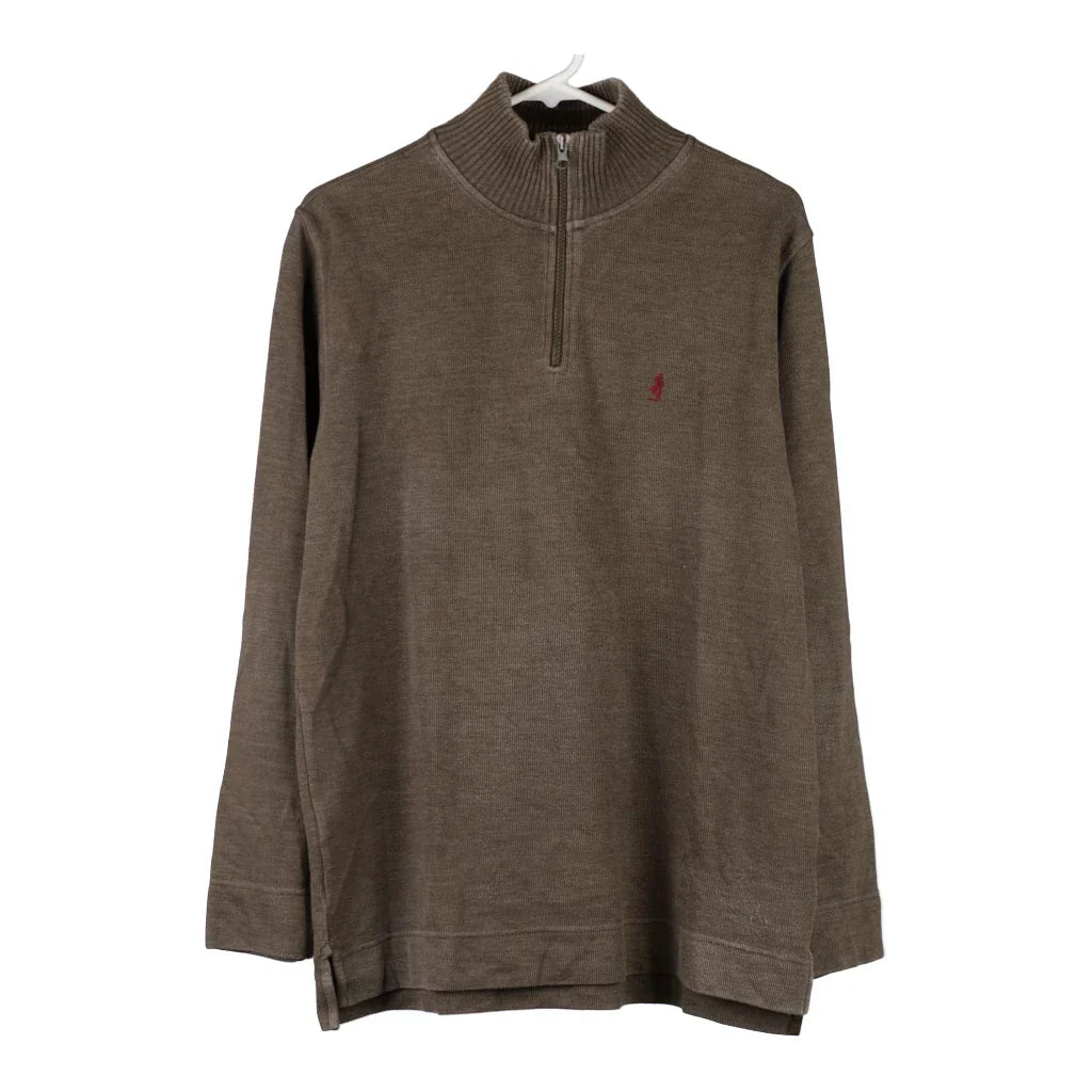 Marlboro Classics 1/4 Zip - Large Brown Cotton Refurbished - Thrifted (note: this is a term often used to describe second- refurbished available on Cerqular