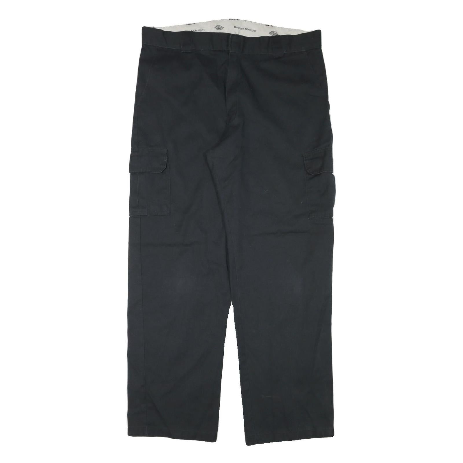 DICKIES Mens Cotton Blend Black Relaxed Straight Trousers W38 L32 Workwear Cargo Refurbished - N/A refurbished available on Cerqular