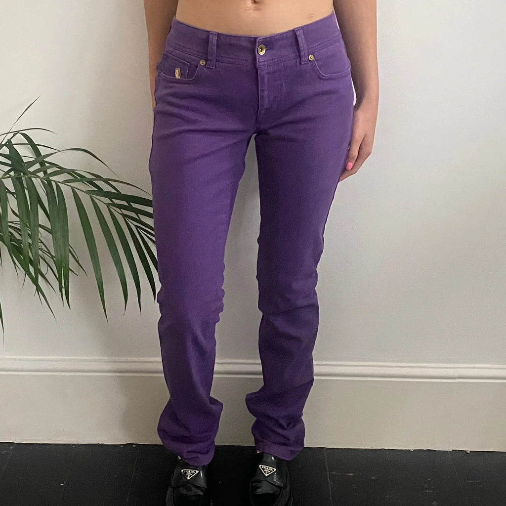 Playlife Trousers - 30W UK 8 Purple Cotton Refurbished - Thrifted (note: this is a term often used to describe second- refurbished available on Cerqular