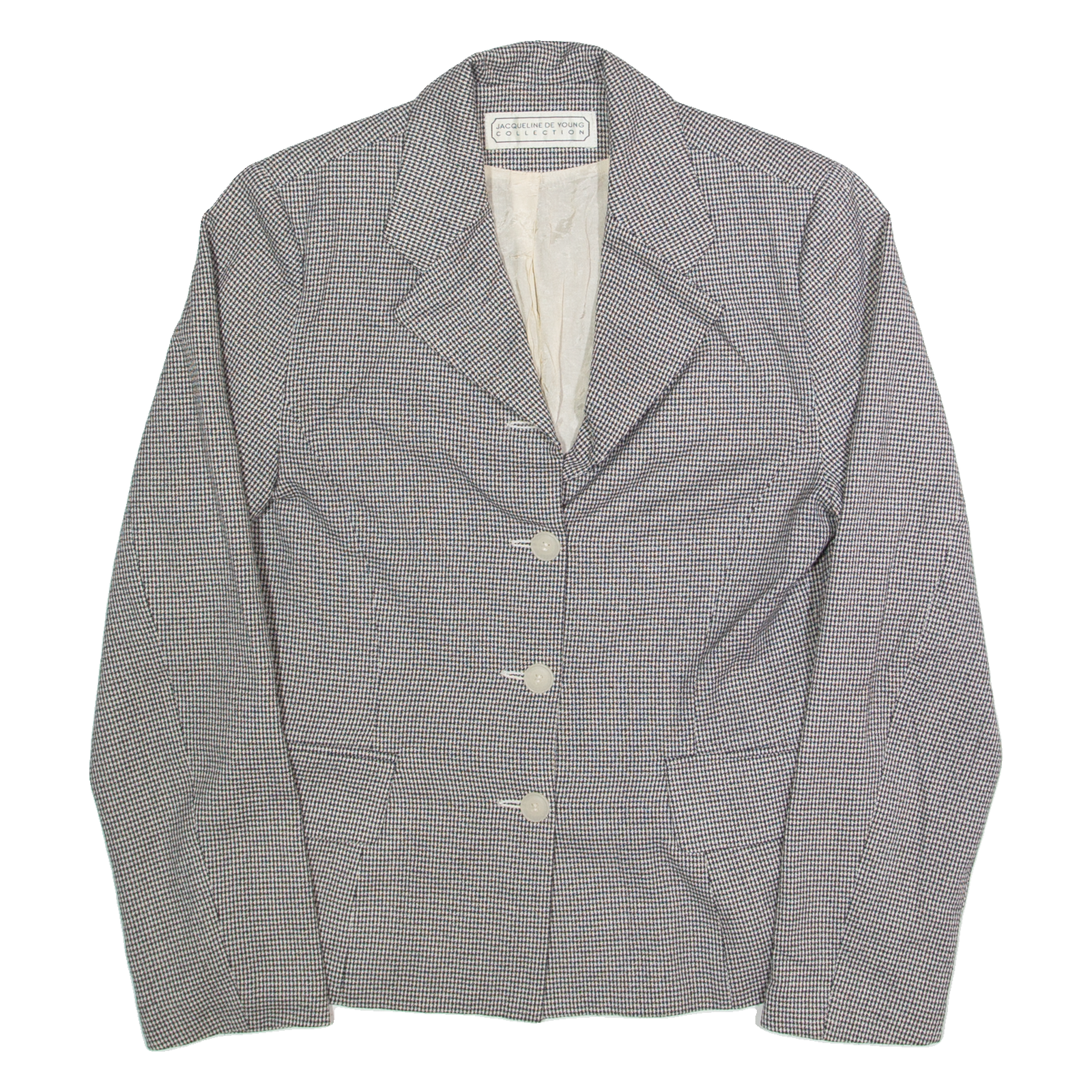 JACQUELINE DE YOUNG Womens Blazer Jacket Black 90s Houndstooth S Refurbished - N/A refurbished available on Cerqular
