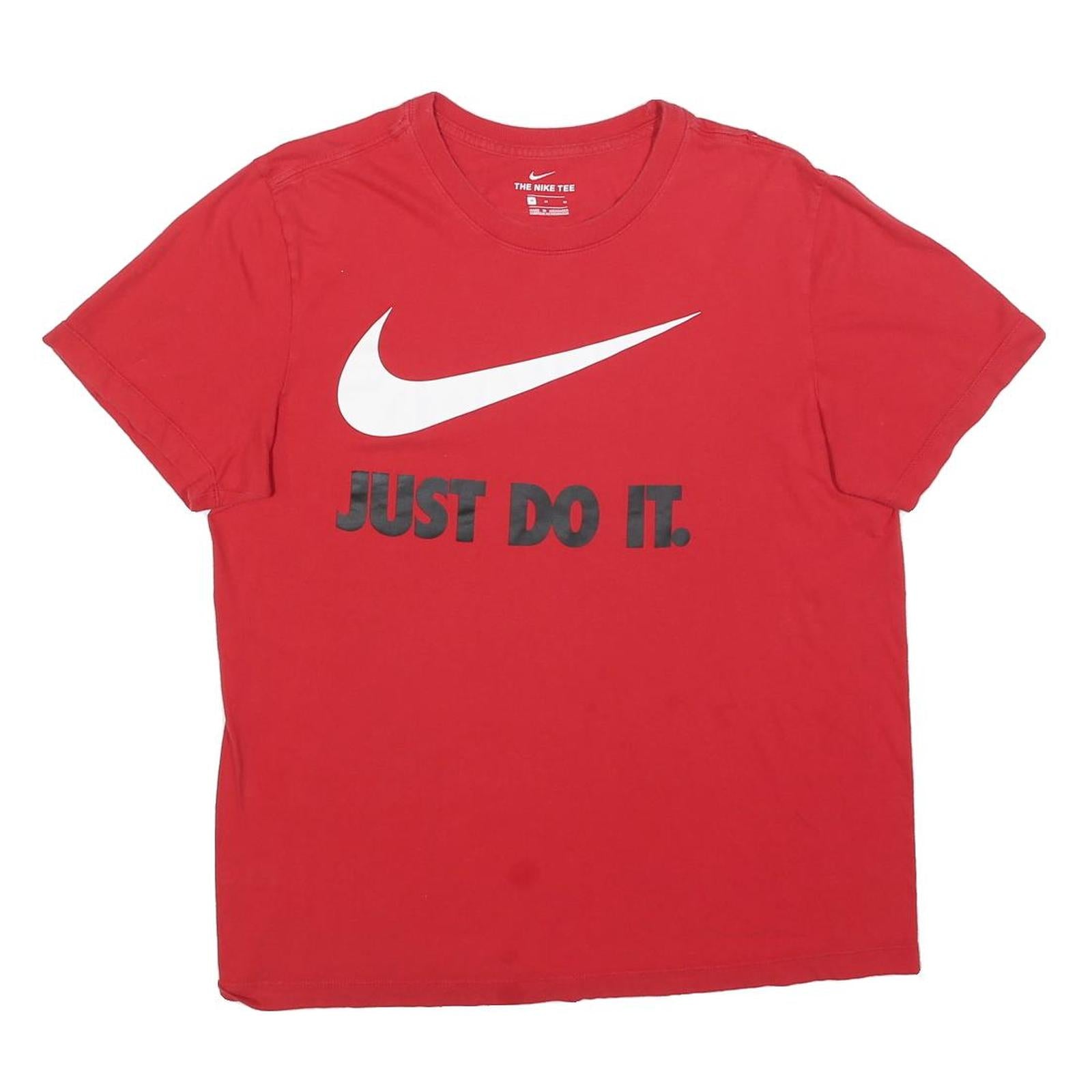 NIKE Mens Red Just Do It Graphic T-Shirt M Short Sleeve Crew Neck Sportswear Refurbished - N/A refurbished available on Cerqular