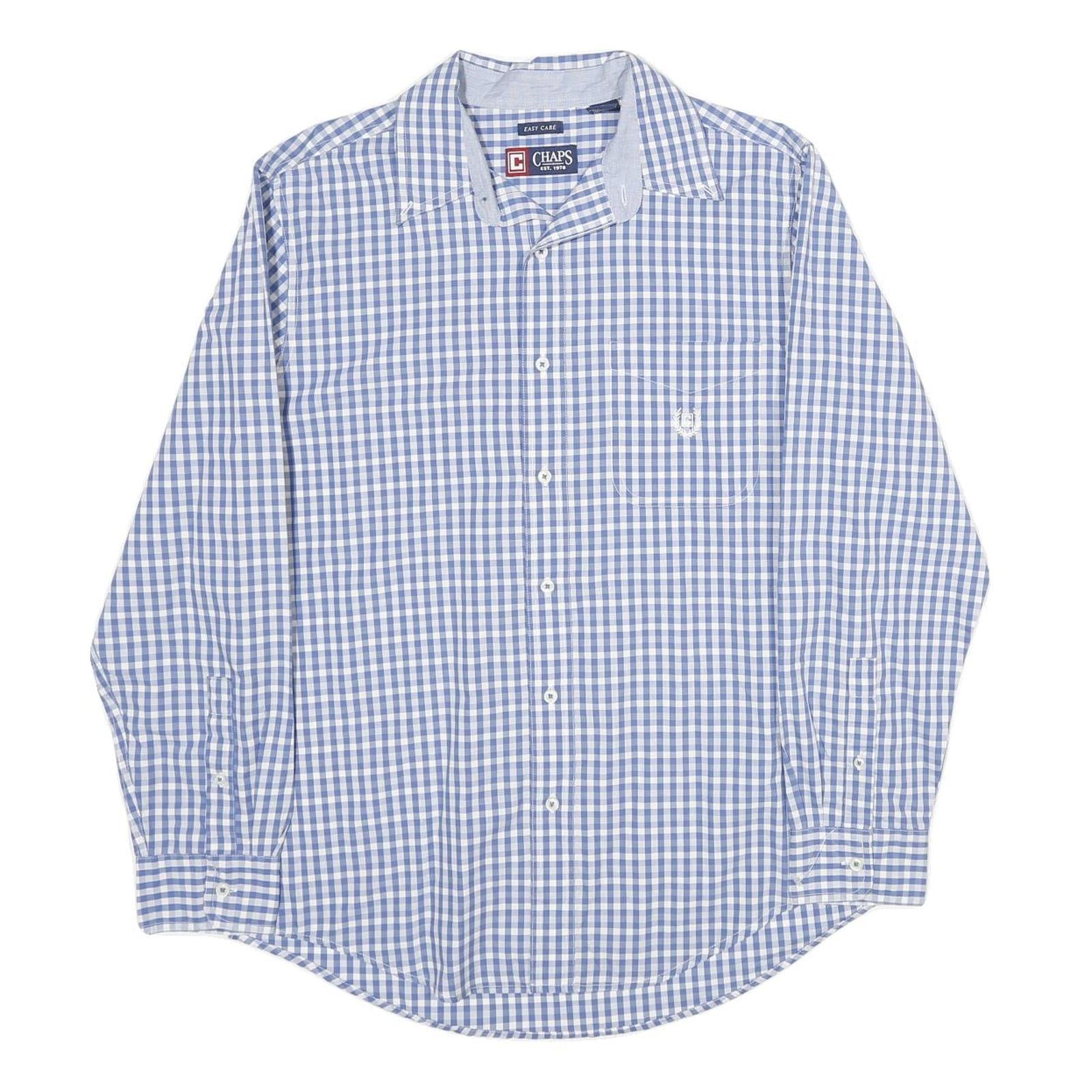CHAPS Mens Blue Check Shirt M Classic Cotton Button Down Long Sleeve Casual Refurbished - N/A refurbished available on Cerqular
