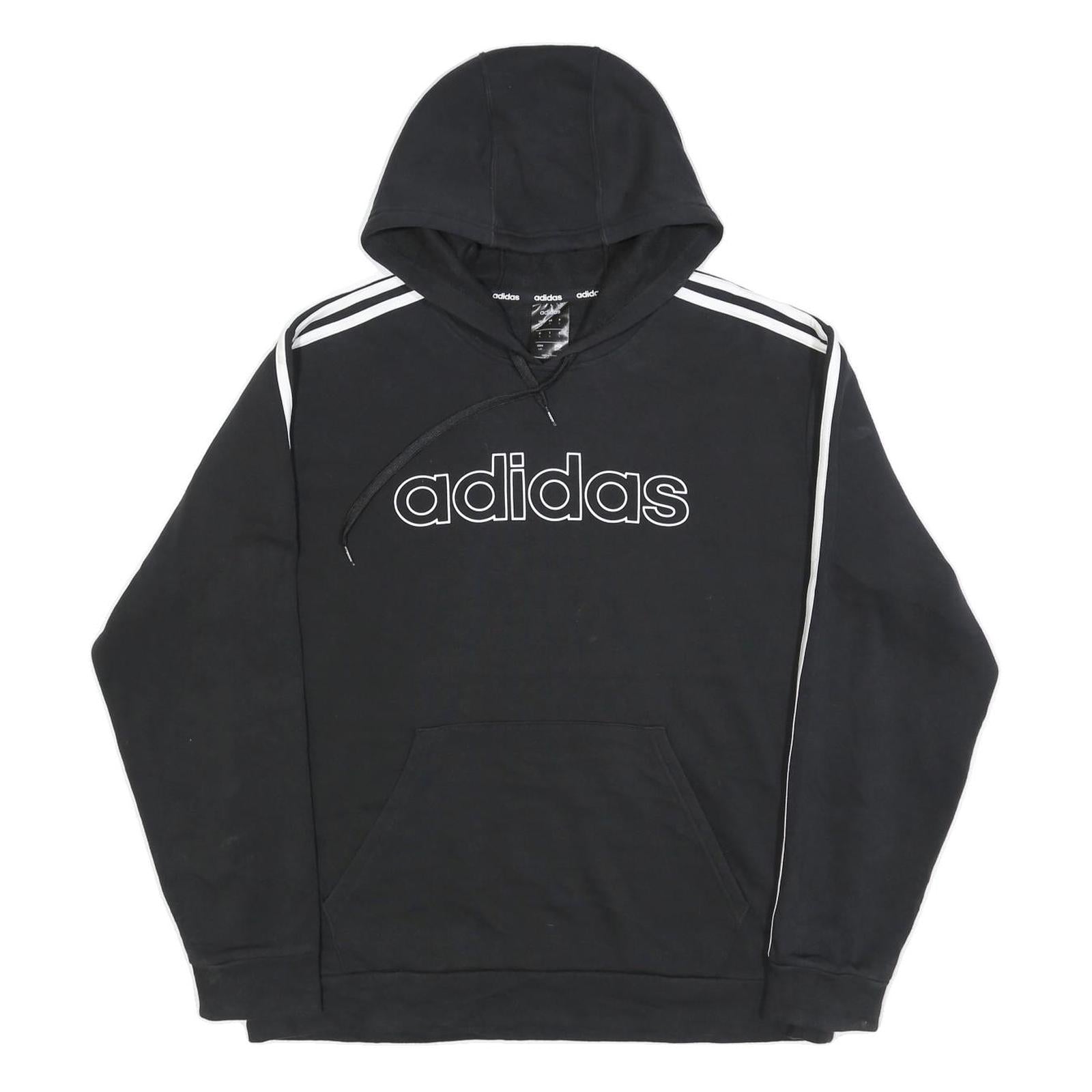 ADIDAS Mens Black Hoodie L Cotton Blend Pullover Sports Sweatshirt Refurbished - N/A refurbished available on Cerqular