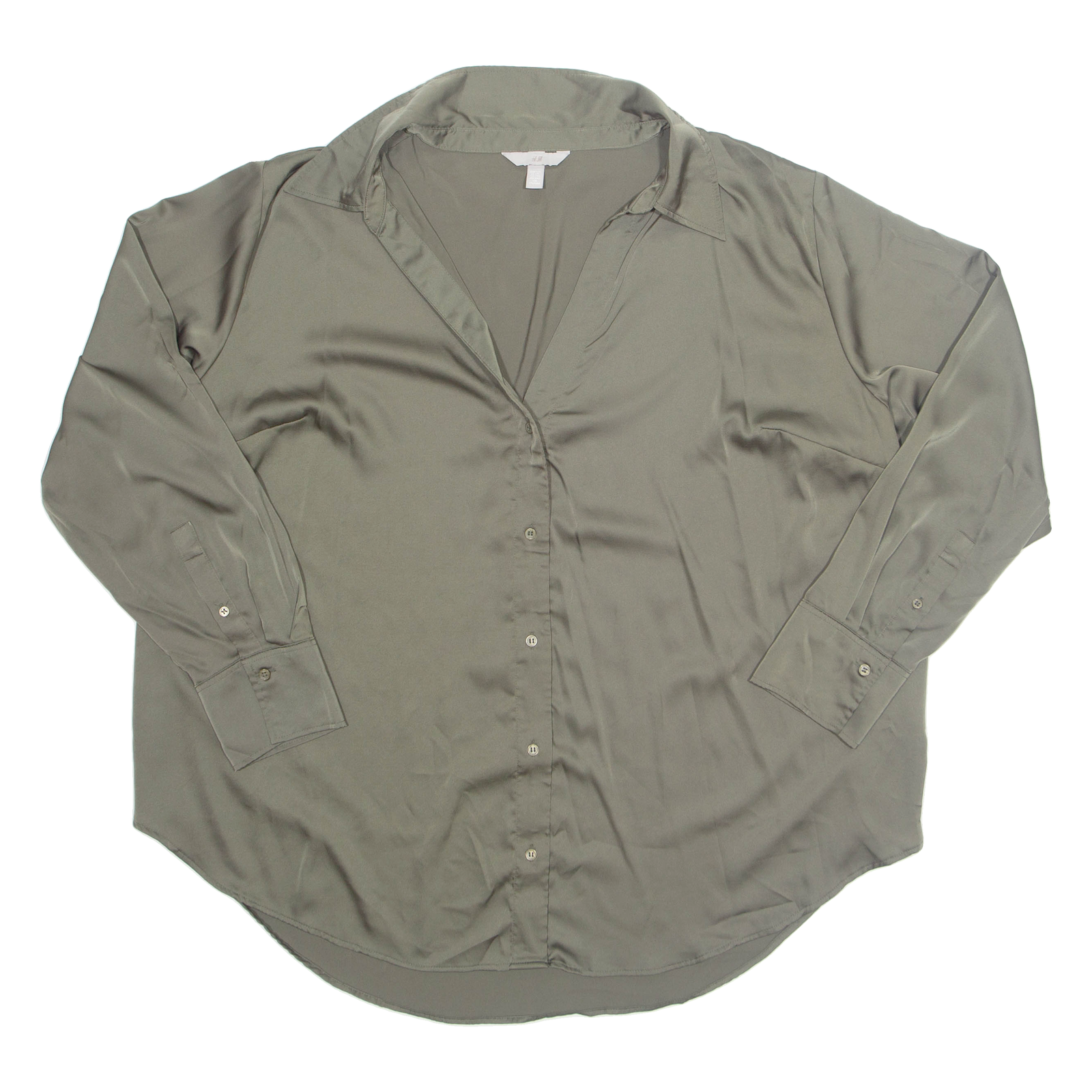 H&M Womens Blouse Green V-Neck Long Sleeve 2XL Refurbished - N/A refurbished available on Cerqular