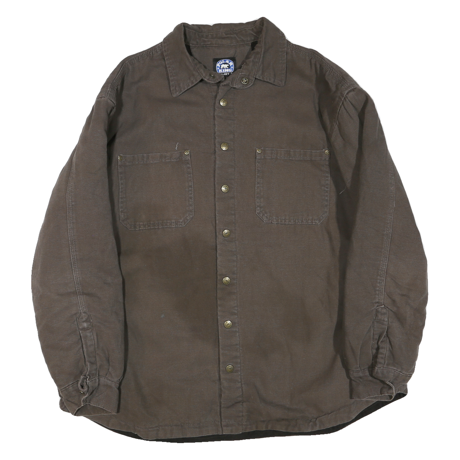 POLAR KING Mens Brown Cotton Blend Button Jacket XL Workwear Casual Shirt Refurbished - N/A refurbished available on Cerqular