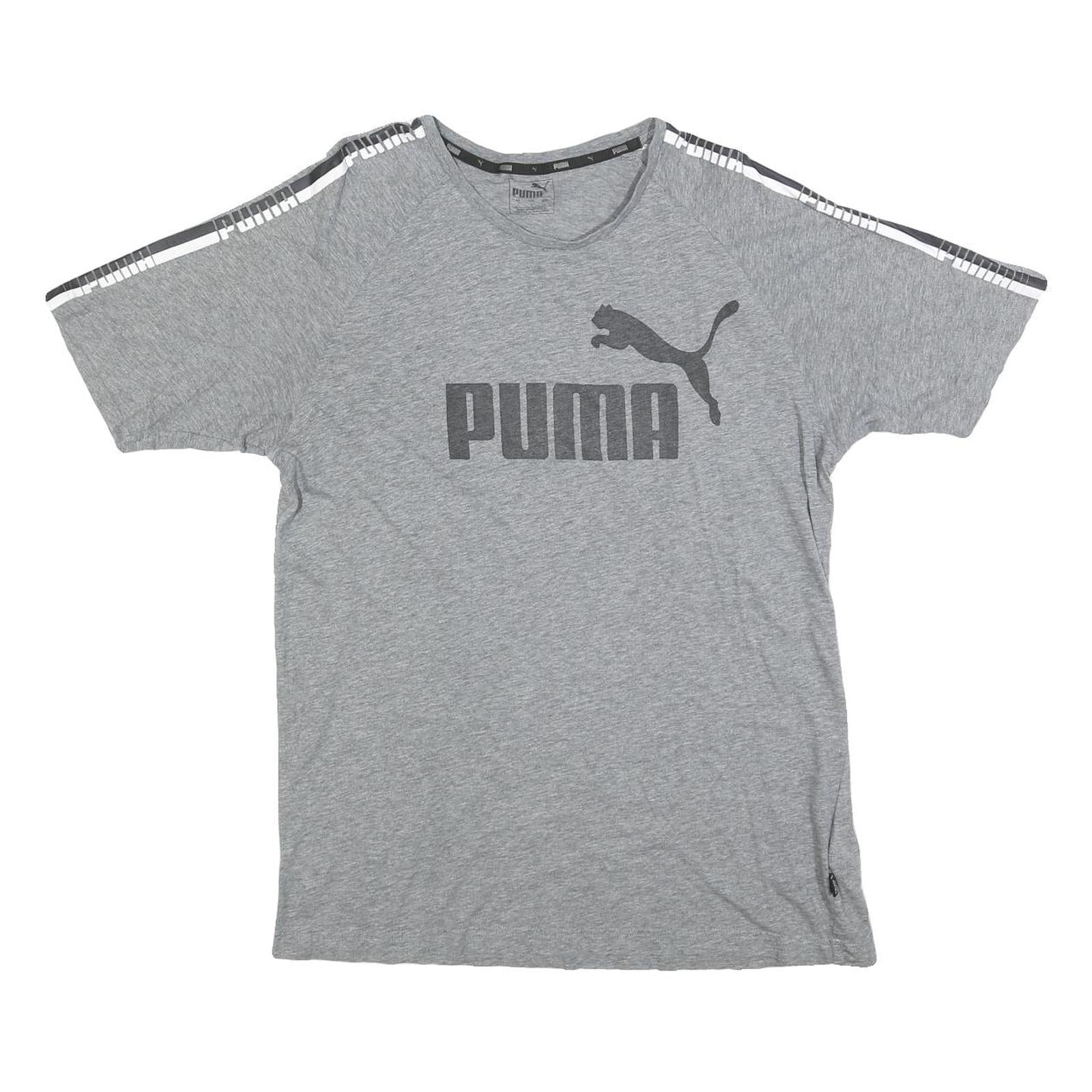 PUMA Mens Grey Grey Logo Graphic T-Shirt L Short Sleeve Crew Neck Casual Refurbished - N/A refurbished available on Cerqular