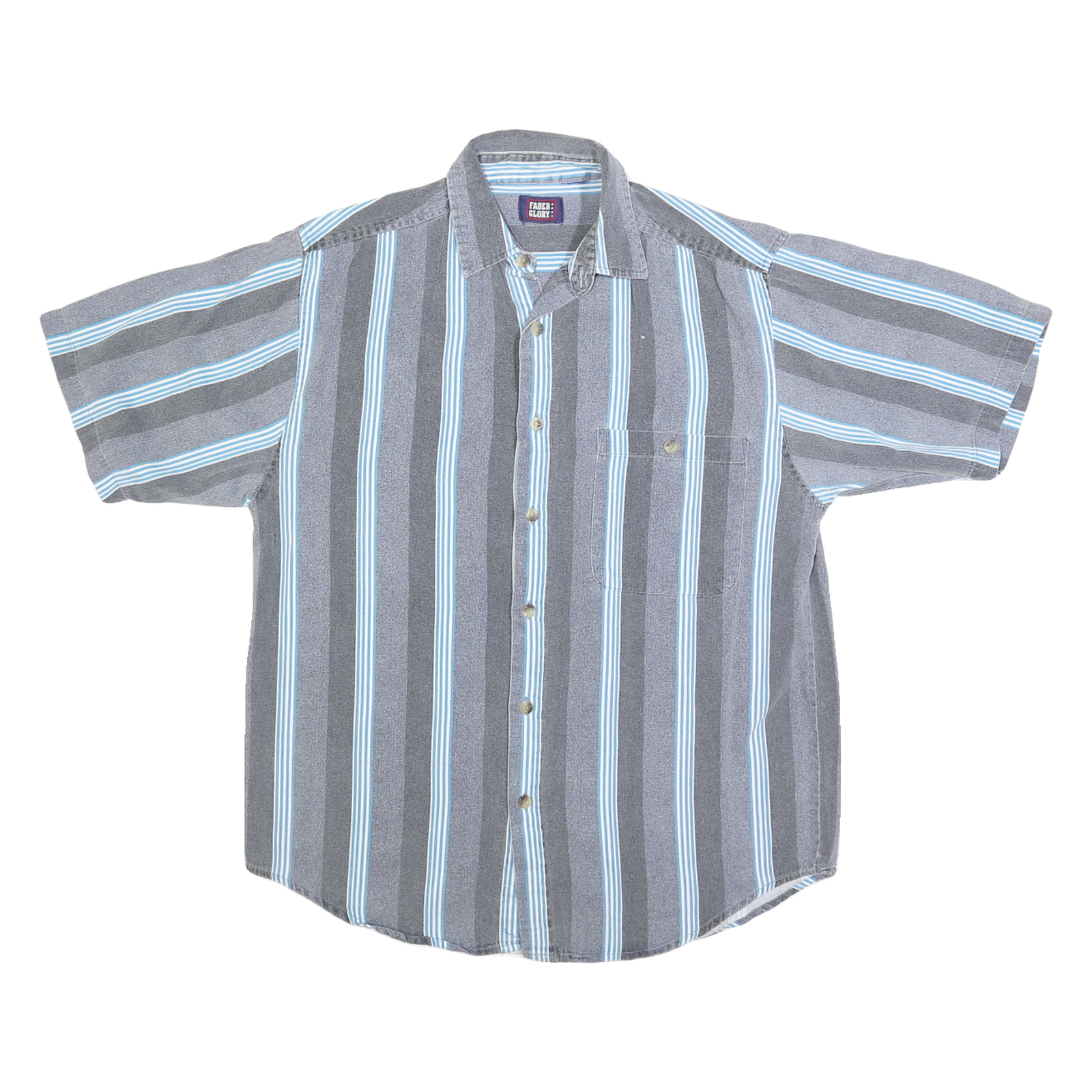 Buy FADED GLORY Mens Blue & Grey Striped Cotton Shirt M Casual Summer Button Up Refurbished - $15.59 FADED GLORY Mens Blue & Grey Striped Cotton Shirt M Casual Summer Button Up Refurbished - N/A refurbished available on Cerqular