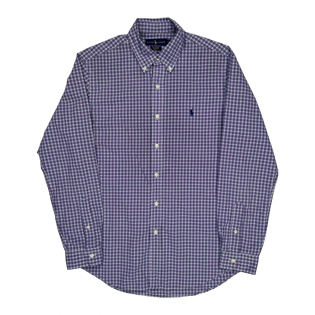 Buy Ralph Lauren Checked Shirt - Medium Blue Cotton Refurbished - $38.85 Ralph Lauren Checked Shirt - Medium Blue Cotton Refurbished - Thrifted (note: this is a term often used to describe second- refurbished available on Cerqular