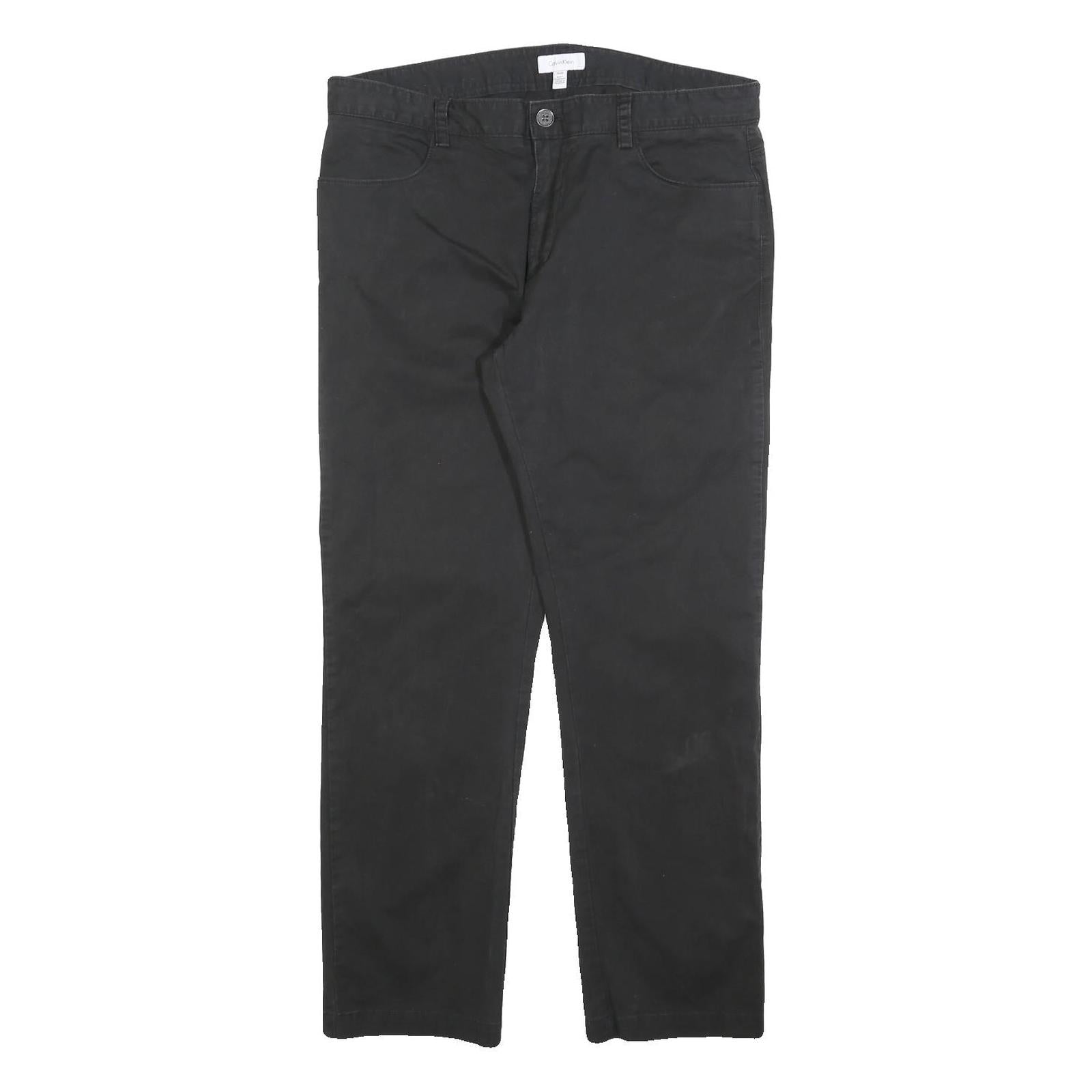 CALVIN KLEIN Mens Cotton Blend Black Regular Fit Straight Leg Trousers W34 L30 Refurbished - N/A refurbished available on Cerqular