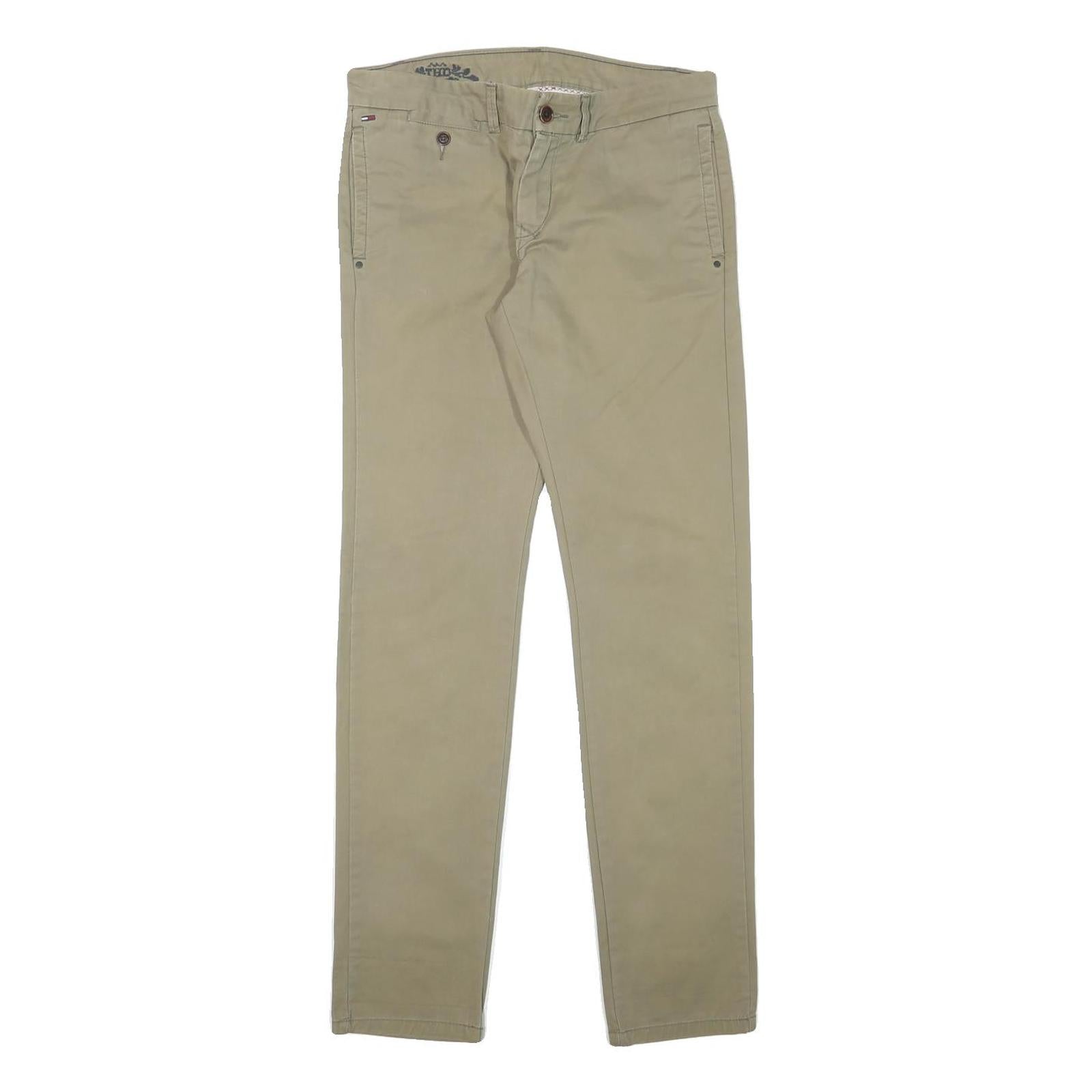 TOMMY HILFIGER Womens Cotton Blend Beige Slim Straight Trousers W30 L31 Refurbished - N/A refurbished available on Cerqular