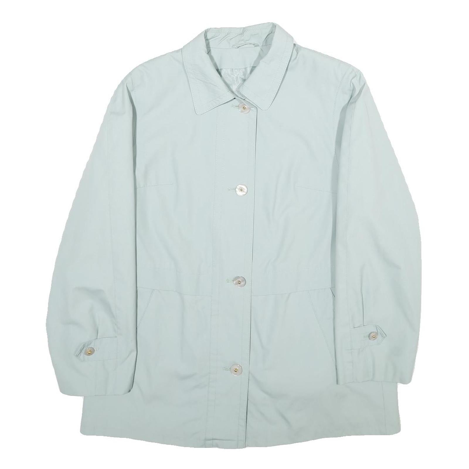 Womens Pale Blue Button Jacket UK 14 Polyester Blend Classic Lightweight Refurbished - N/A refurbished available on Cerqular