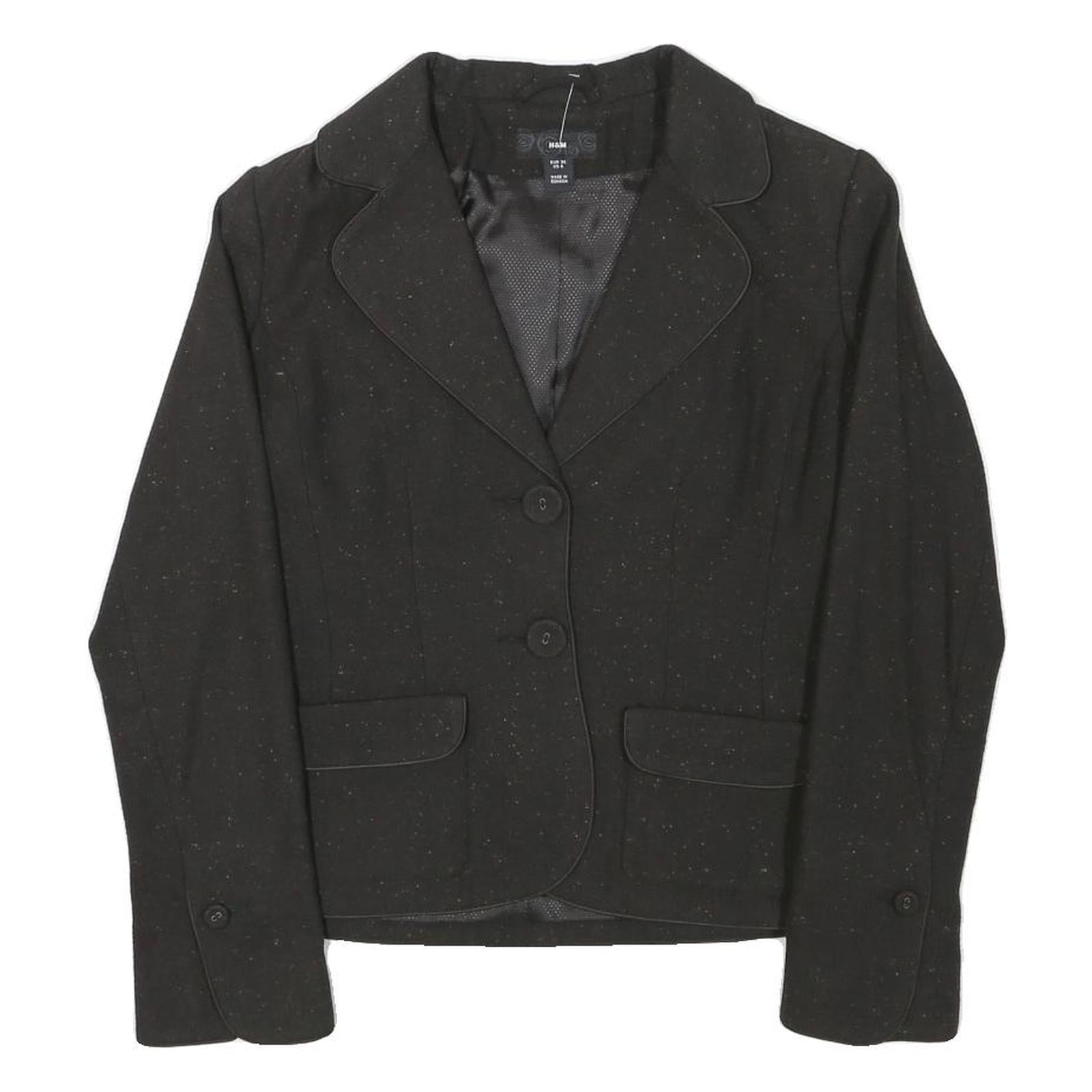 H&M Womens Black Wool Blend Blazer Jacket S Button Closure Tailored Fit Plain Refurbished - N/A refurbished available on Cerqular