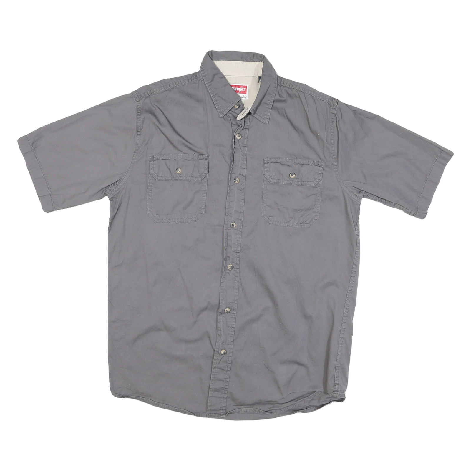 WRANGLER Mens Grey Short Sleeve Shirt S Cotton Blend Casual Summer Button Pocket Refurbished - N/A refurbished available on Cerqular