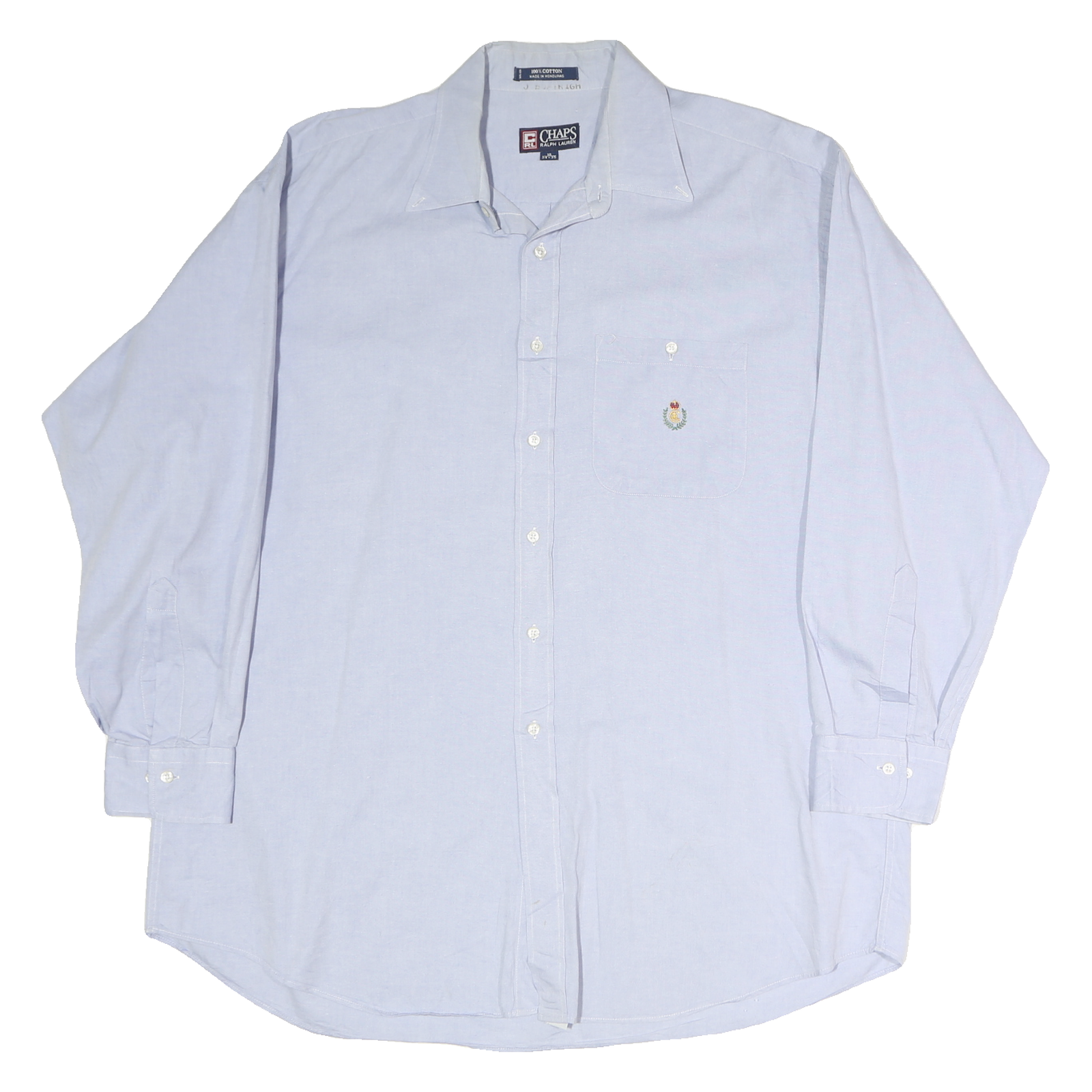 CHAPS Mens Light Blue Plain Cotton Shirt 2XL Classic Button Down Pocket Refurbished - N/A refurbished available on Cerqular