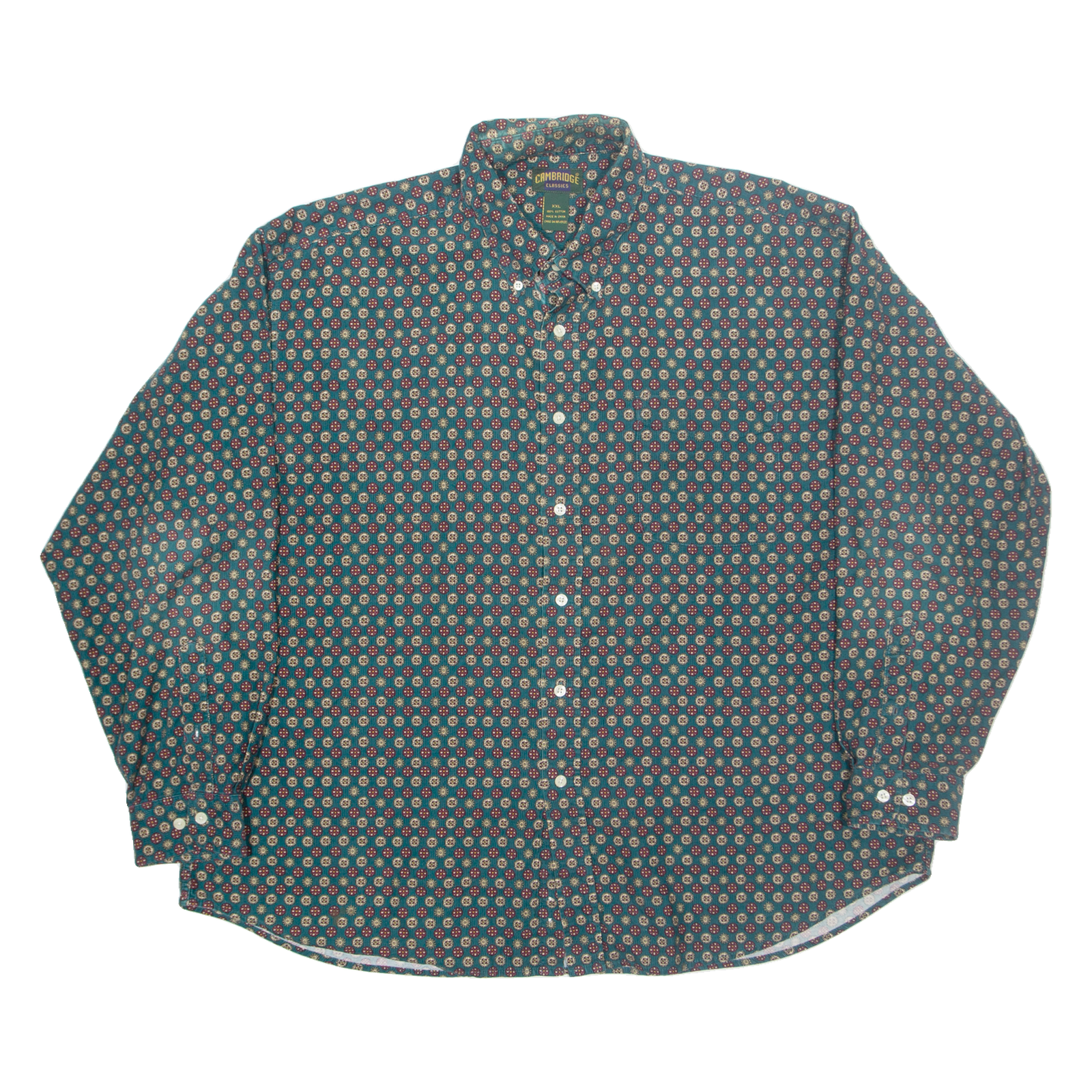 CAMBRIDGE CLASSIC Mens Corduroy Shirt Blue Spotted Long Sleeve 2XL Refurbished - N/A refurbished available on Cerqular
