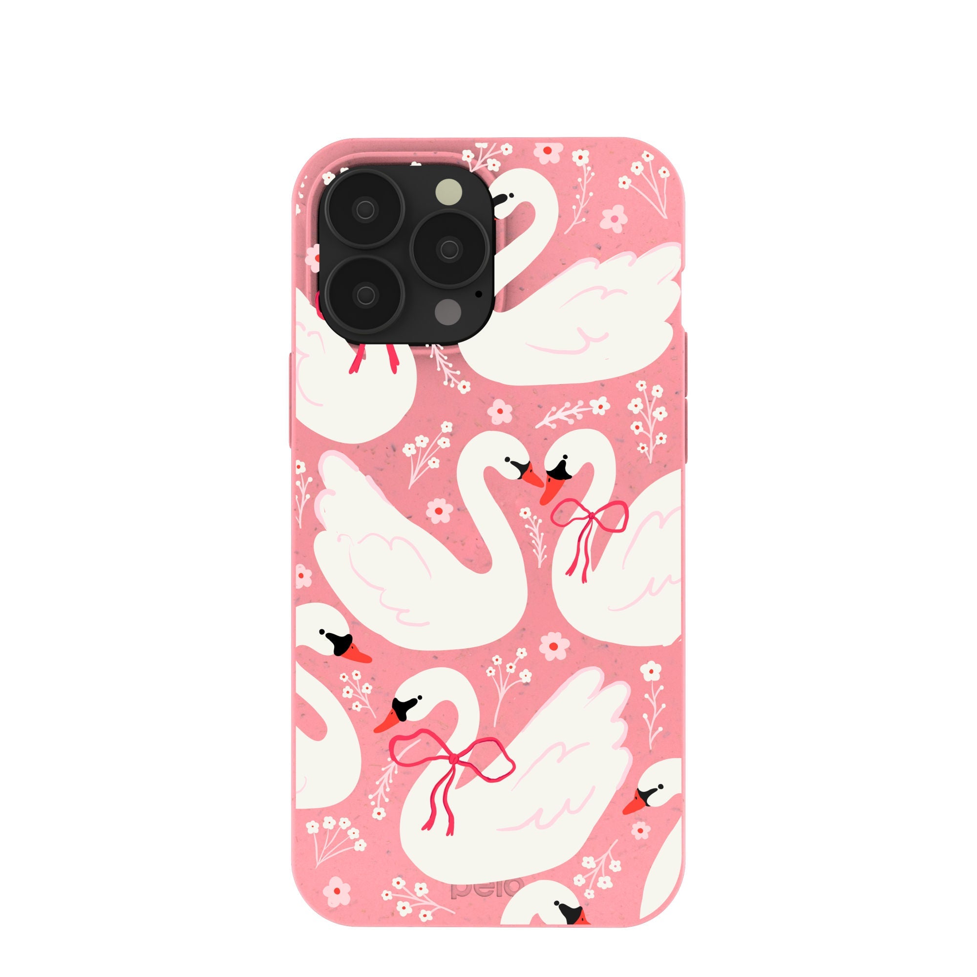 Bubblegum Pink Swan Garden iPhone 13 Pro Max Case Refurbished - Pela Case refurbished available on Cerqular