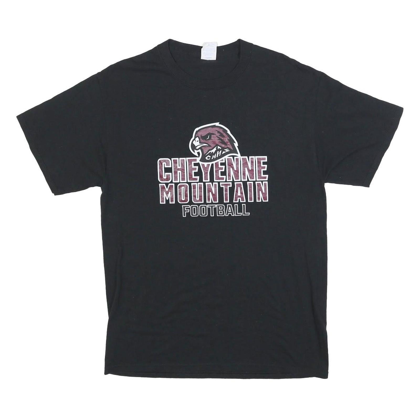 PORT & COMPANY Mens Black Cheyenne Mountain Football Graphic T-Shirt M Crew Neck Refurbished - N/A refurbished available on Cerqular