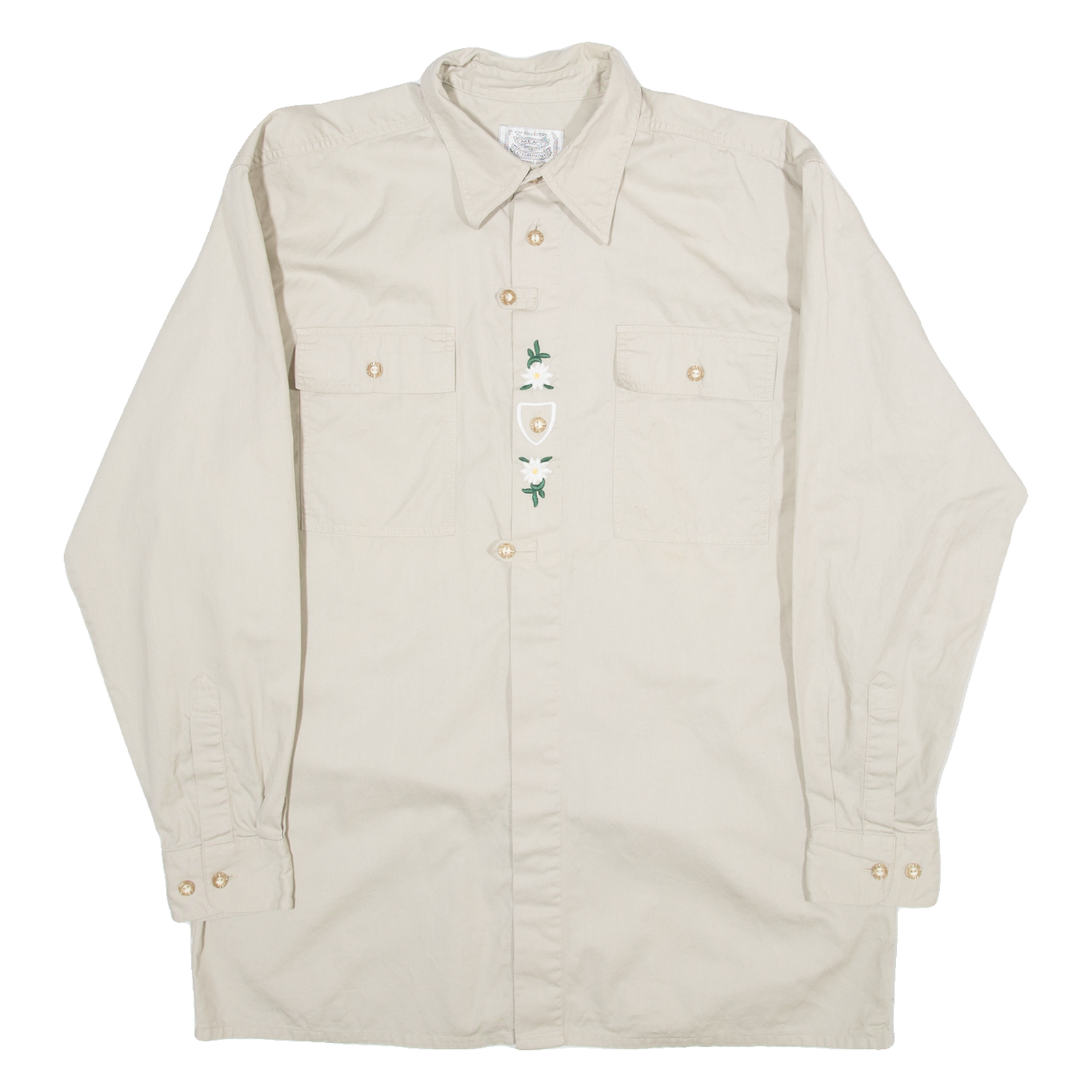 MENS COMPANY Mens Plain Shirt Beige Long Sleeve M Refurbished - N/A refurbished available on Cerqular