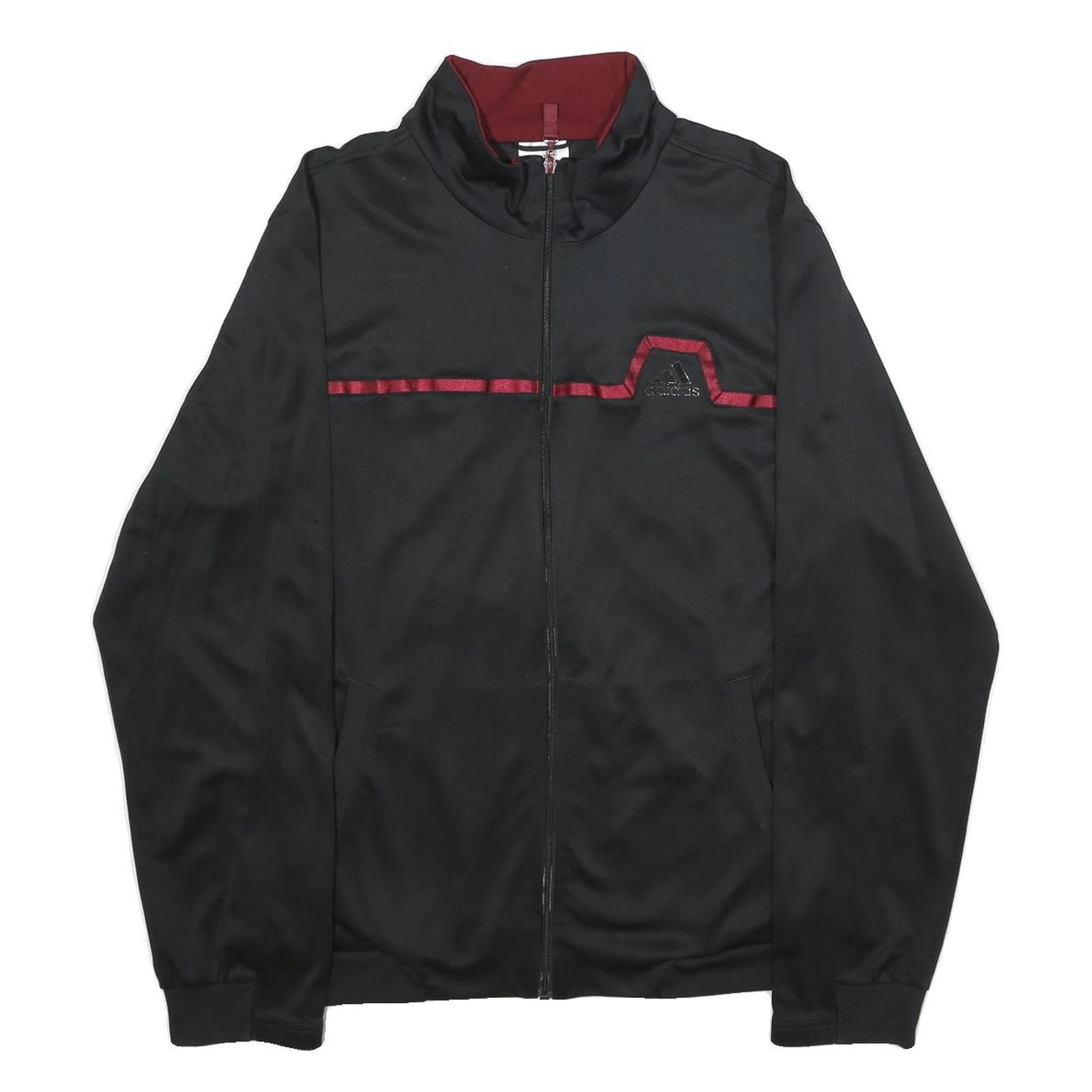 ADIDAS Mens Black & Burgundy Track Jacket M Polyester Zip Sportswear Refurbished - N/A refurbished available on Cerqular