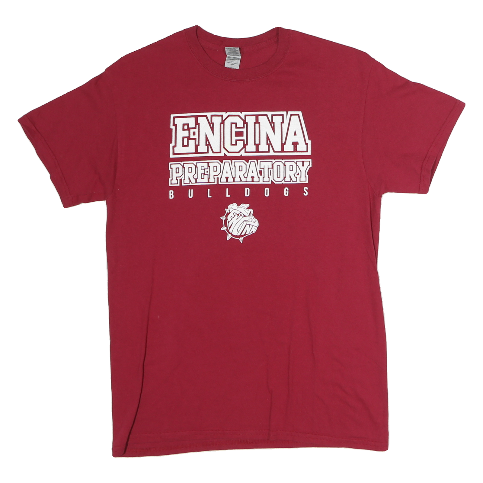 GILDAN Womens Red Encina Preparatory Bulldogs Graphic T-Shirt M Short Sleeve Refurbished - N/A refurbished available on Cerqular