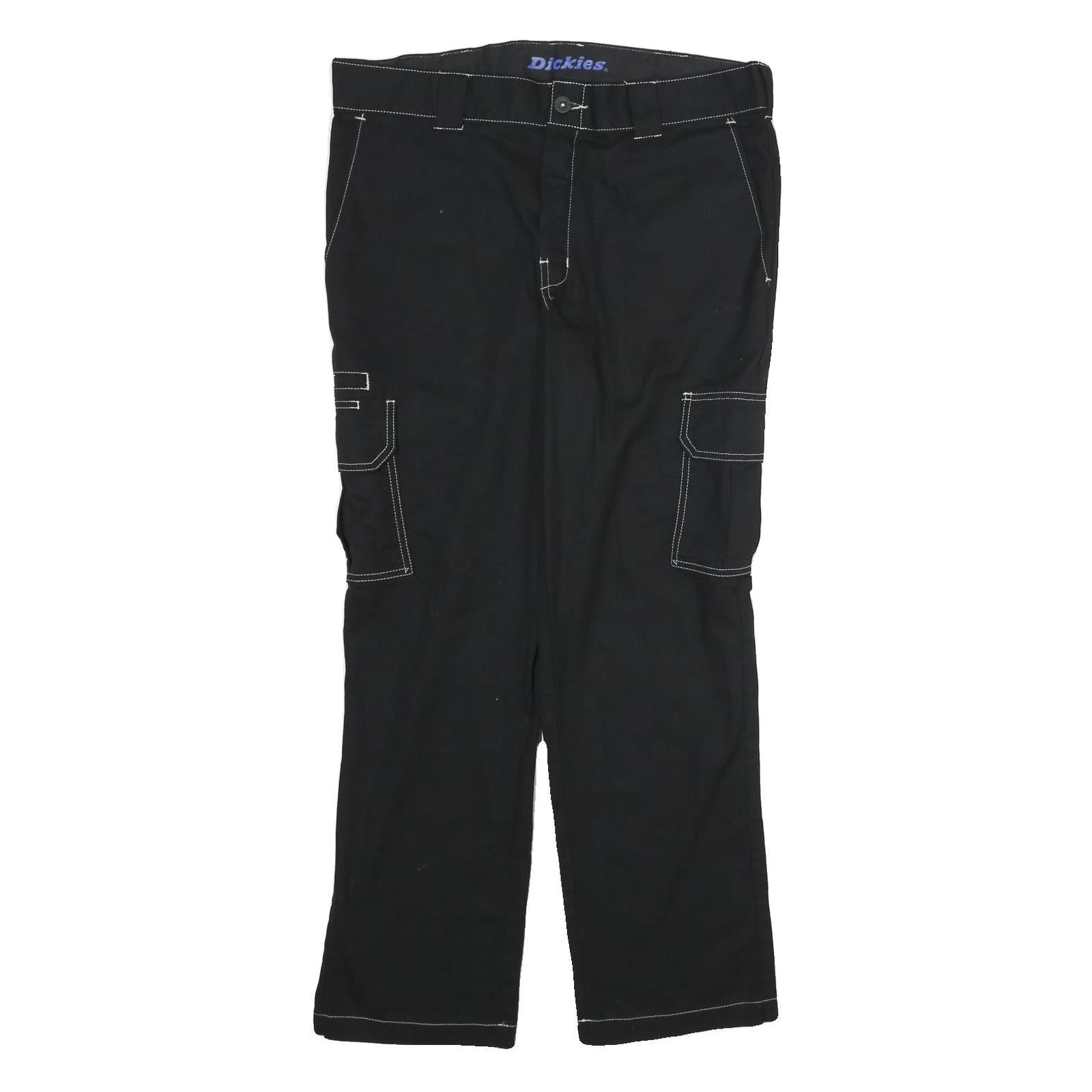 DICKIES Mens Cotton Black Regular Cargo Trousers W36 L30 Workwear Zip Closure Refurbished - N/A refurbished available on Cerqular