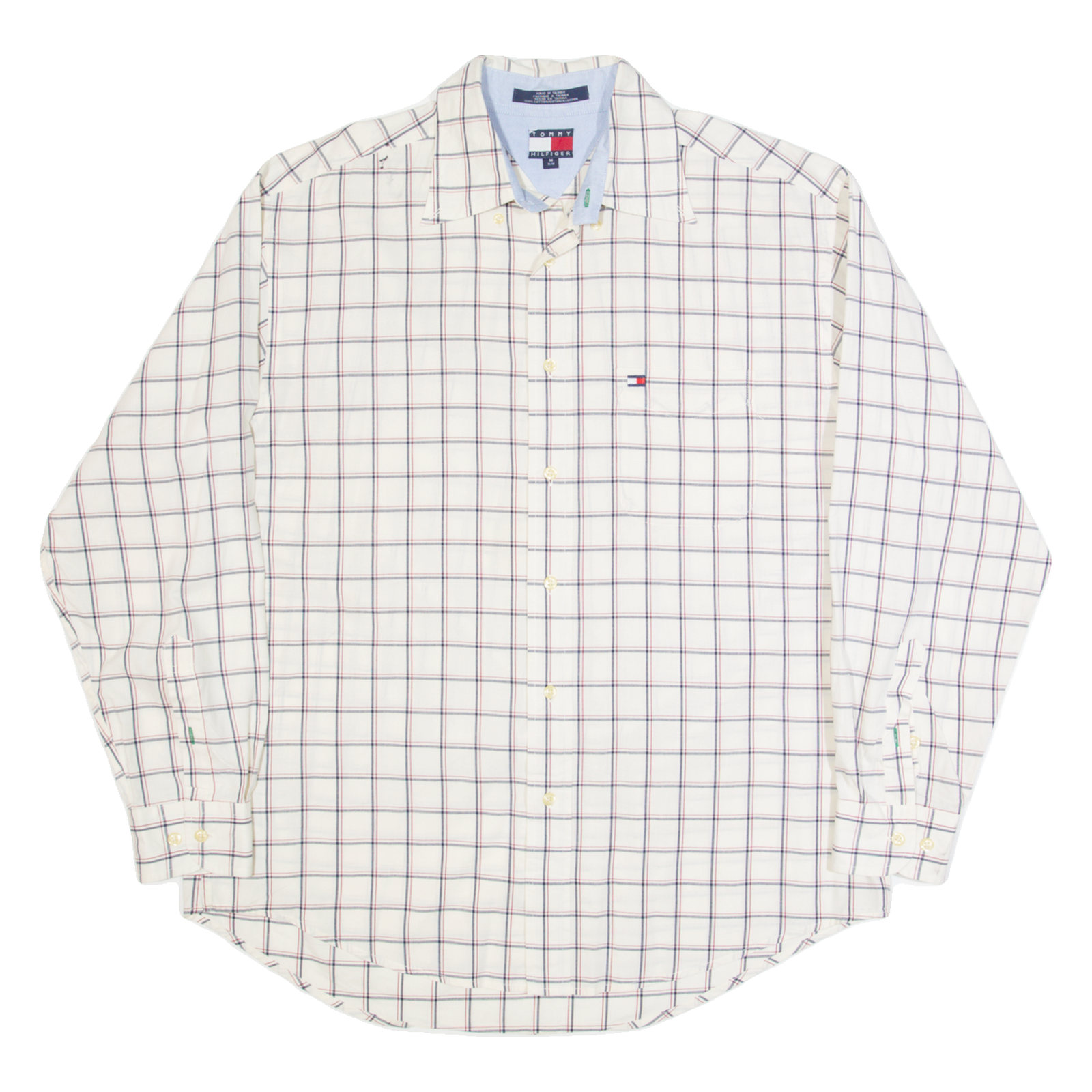 TOMMY HILFIGER Mens Shirt Cream Check Long Sleeve M Refurbished - N/A refurbished available on Cerqular