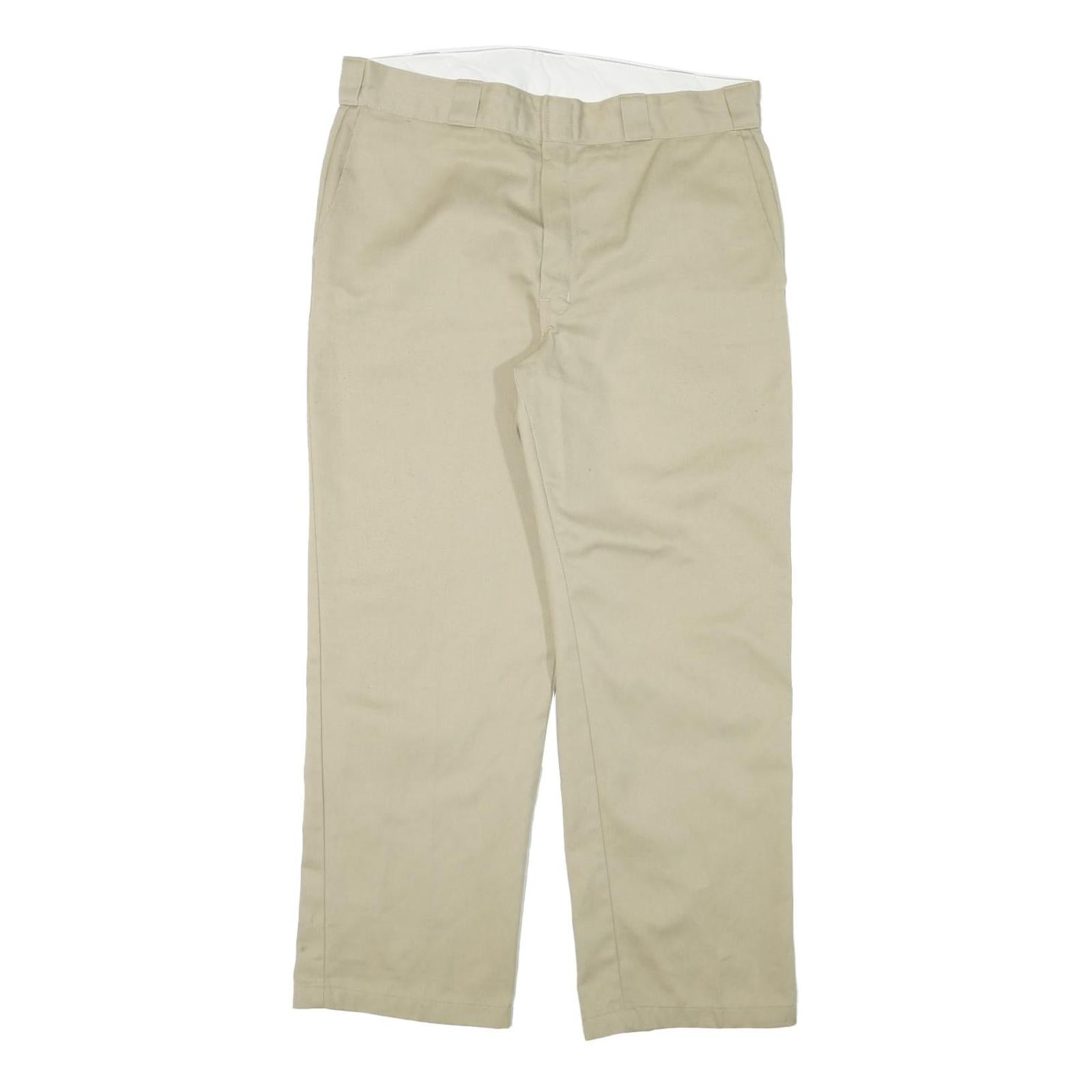 DICKIES Mens Regular Fit Beige Cotton Blend Trousers W34 L28 Classic Zip Closure Refurbished - N/A refurbished available on Cerqular
