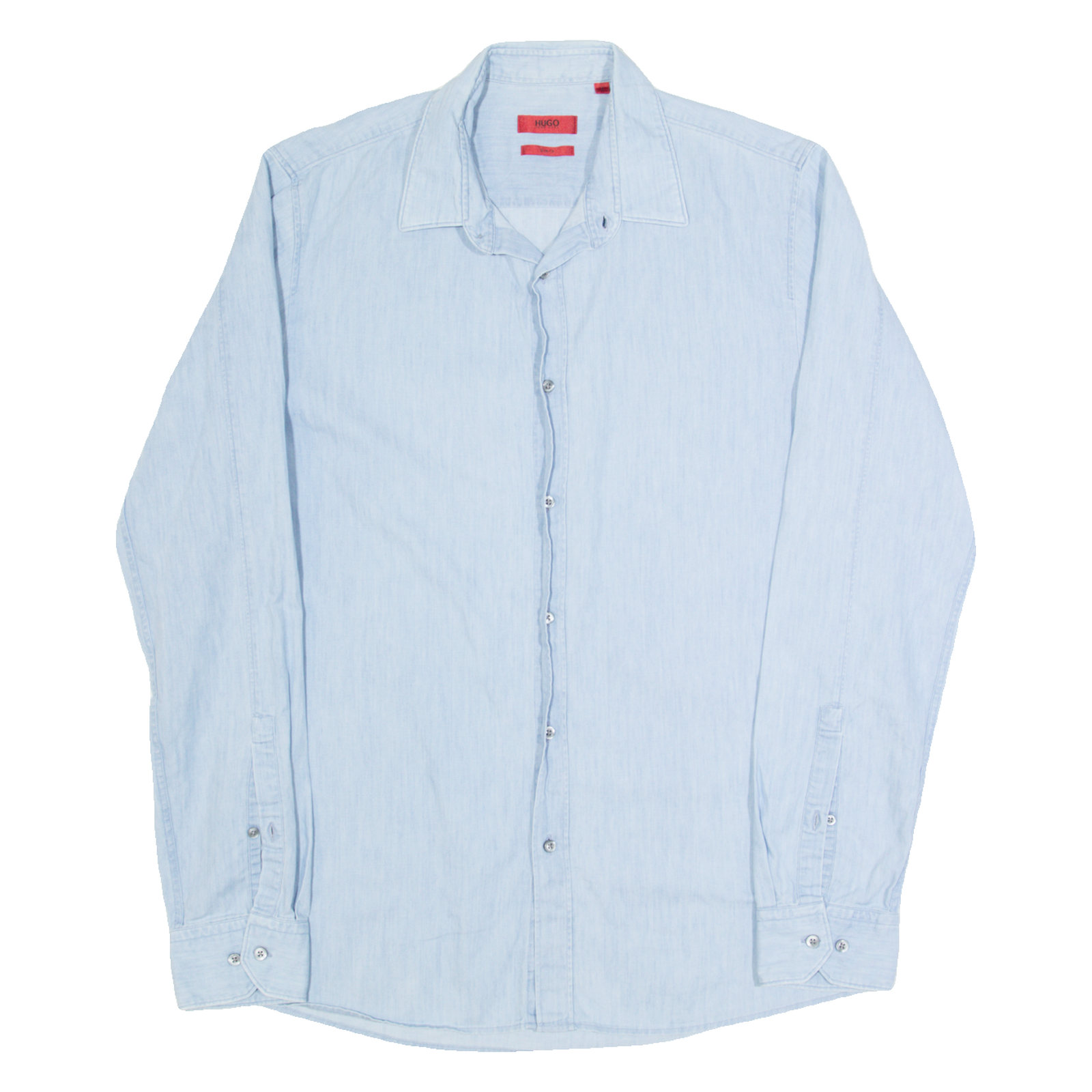 HUGO BOSS Mens Plain Shirt Blue Long Sleeve S Refurbished - N/A refurbished available on Cerqular