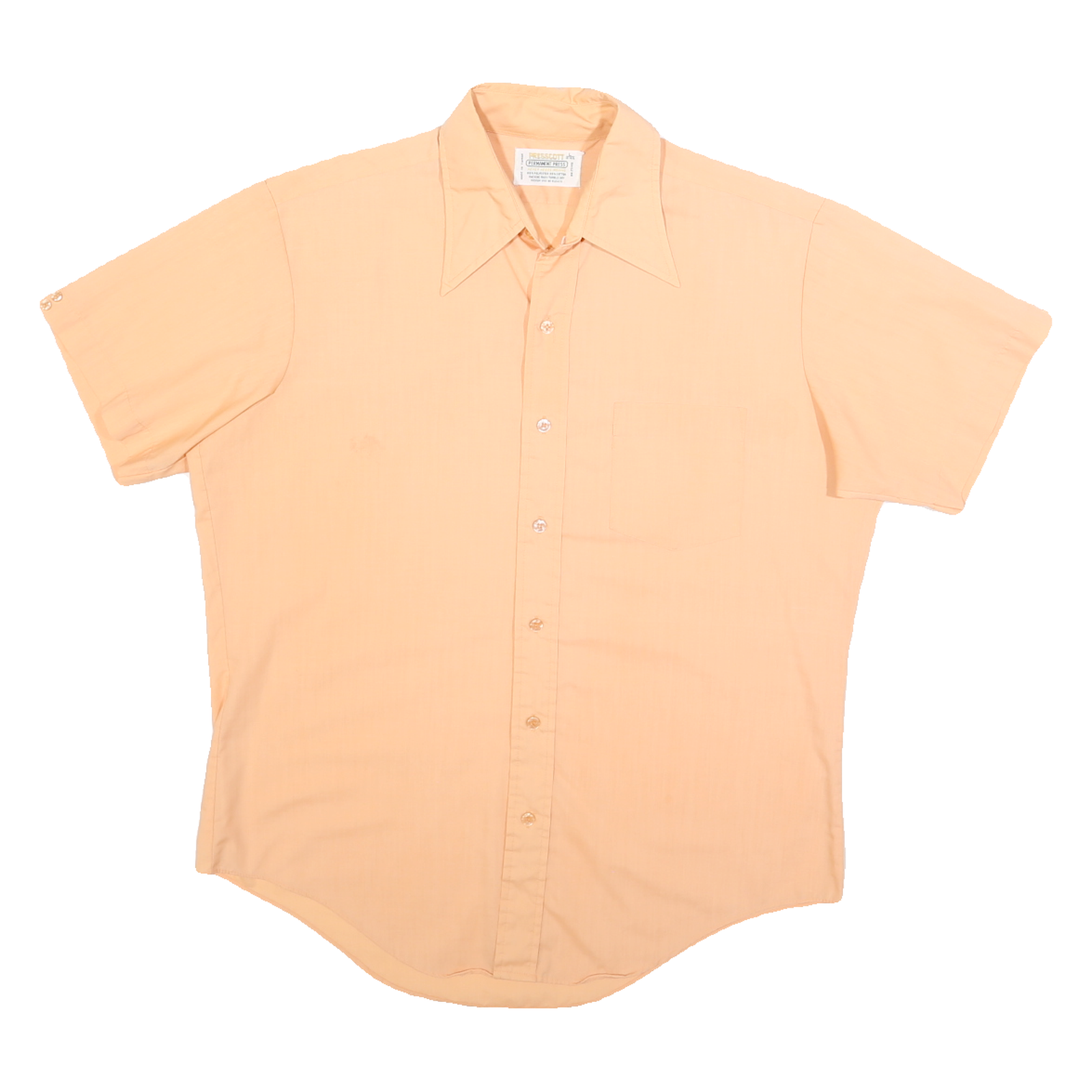 PRESSCOTT Mens Peach L Cotton Short Sleeve Shirt Classic Fit Button Collar Refurbished - N/A refurbished available on Cerqular