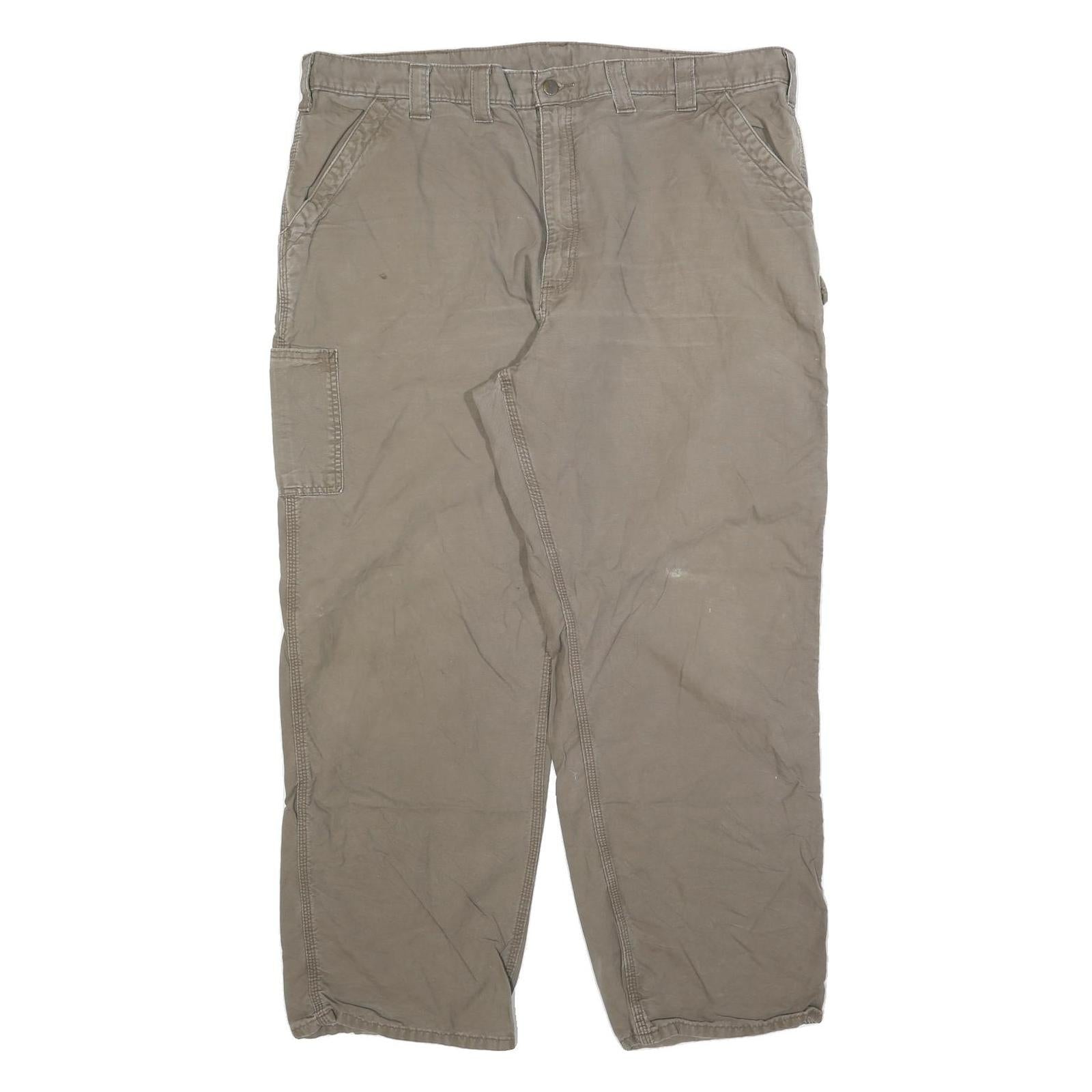 CARHARTT Mens Brown Cotton Blend Woven Relaxed Fit Straight Leg W44 L32 Workwear Refurbished - N/A refurbished available on Cerqular