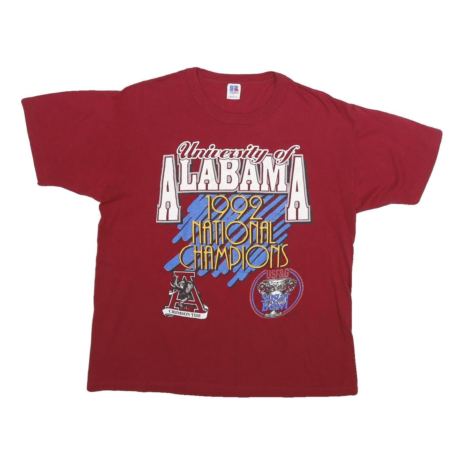RUSSELL ATHLETIC Mens Red University Of Alabama 1992 National Champions T-Shirt Refurbished - N/A refurbished available on Cerqular