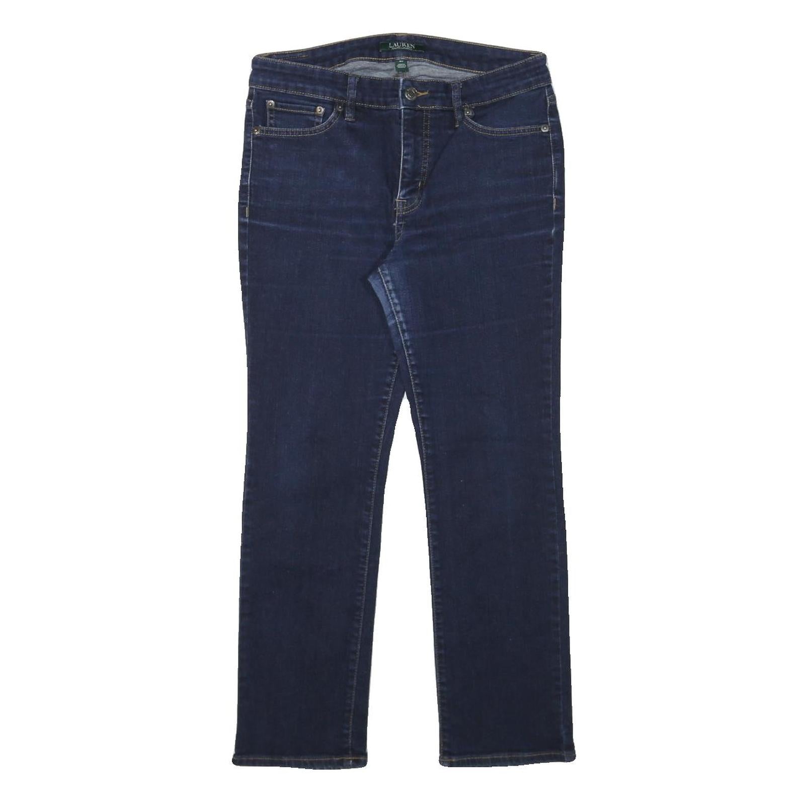LAUREN RALPH LAUREN Womens Blue Regular Skinny Denim Raw W28 L25 Zip Closure Refurbished - N/A refurbished available on Cerqular