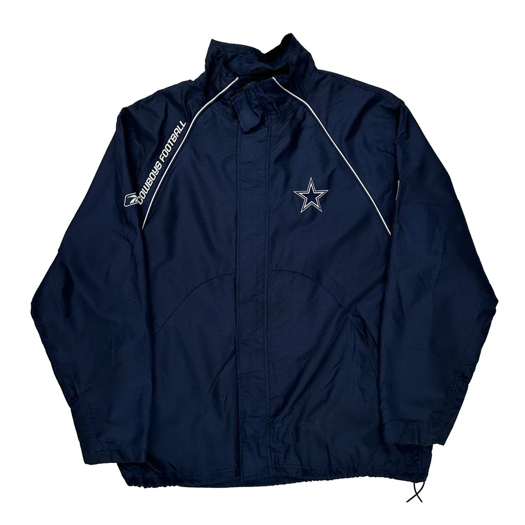 Dallas Cowboys Reebok Nfl Jacket - XL Navy Polyester Refurbished - Thrifted (note: this is a term often used to describe second- refurbished available on Cerqular