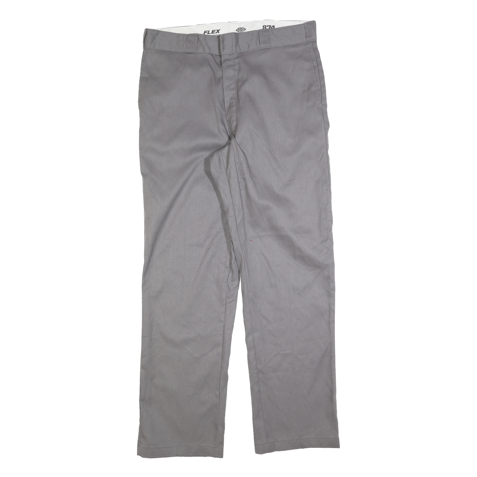 DICKIES Mens Cotton Blend Grey Regular Straight Trousers W36 L34 Comfortable Refurbished - N/A refurbished available on Cerqular