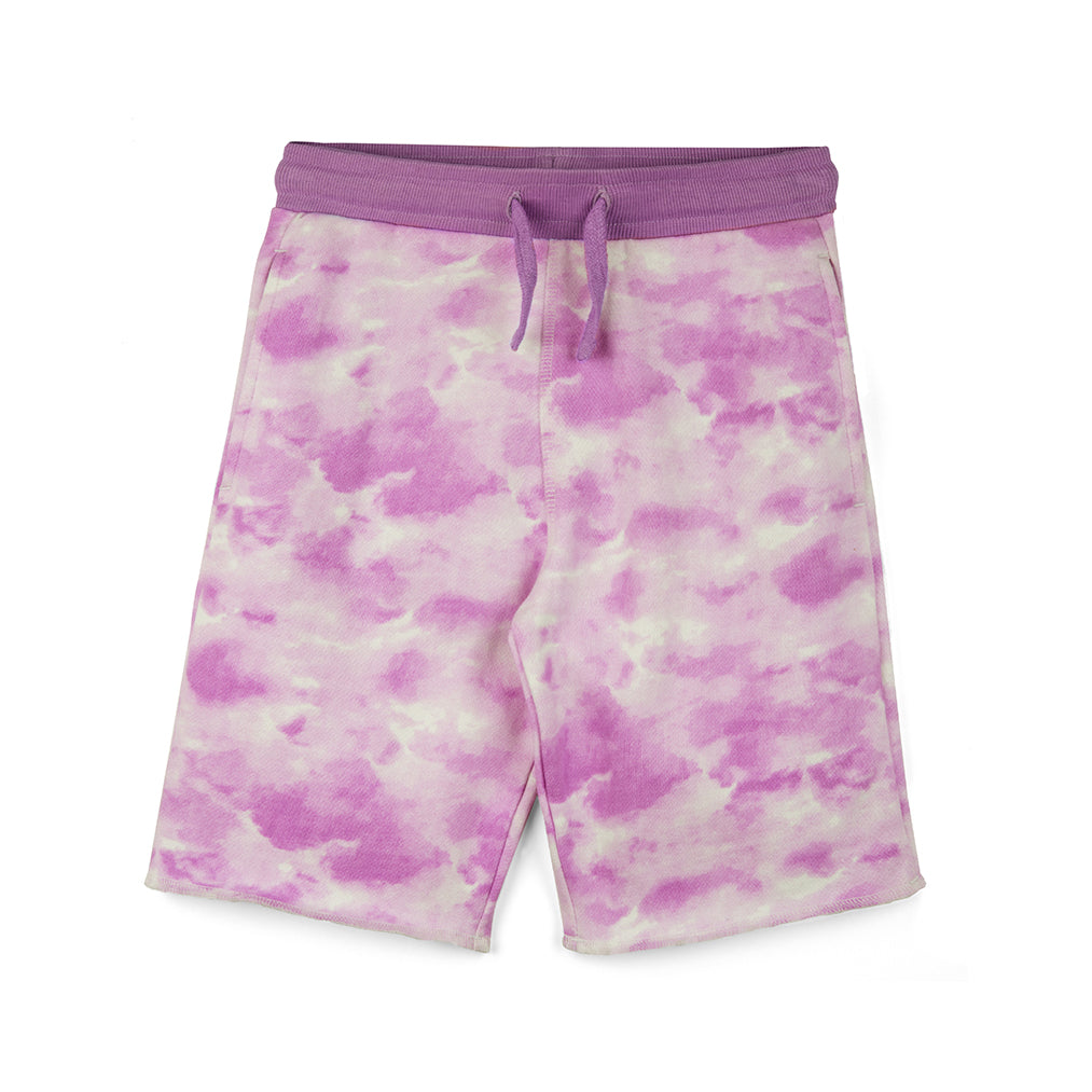 Kids Shorts: Organic Cotton Cloud Print Drawstring Shorts -  FINAL SALE | Color: Lilac Cloud | Size: 3T Refurbished - N/A (Note: There is no well-known brand named "M refurbished available on Cerqular