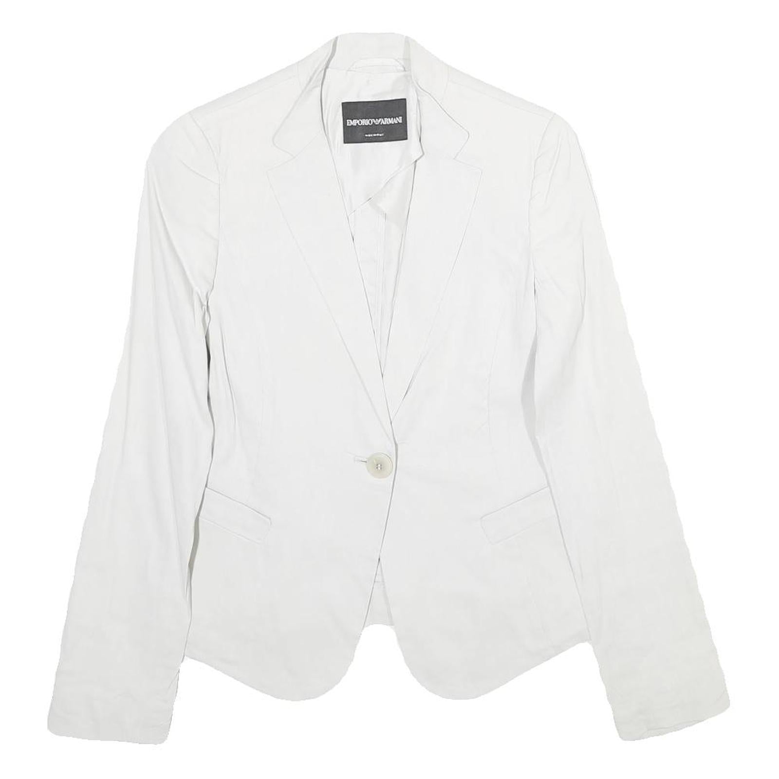 EMPORIO ARMANI Womens White Tailored Jacket XS Woven Button Closure Classic Fit Refurbished - N/A refurbished available on Cerqular