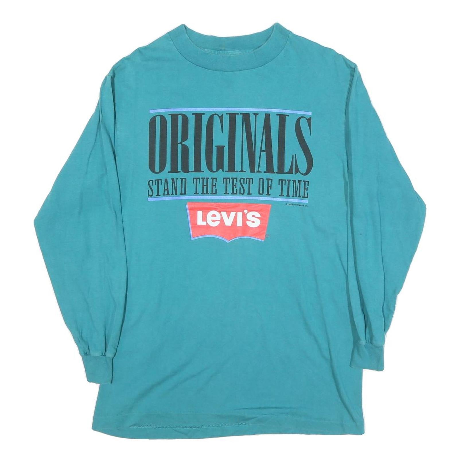 LEVI'S Mens Blue Long Sleeve T-Shirt Crew Neck Originals Graphic M Cotton Blend Refurbished - N/A refurbished available on Cerqular