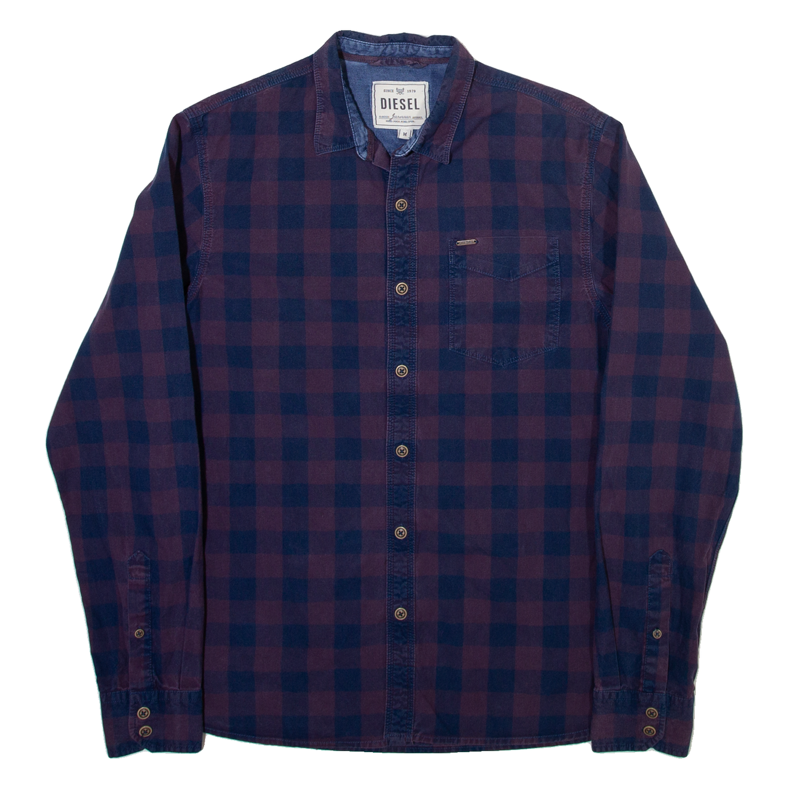 DIESEL Mens Shirt Blue Check Long Sleeve M Refurbished - N/A refurbished available on Cerqular