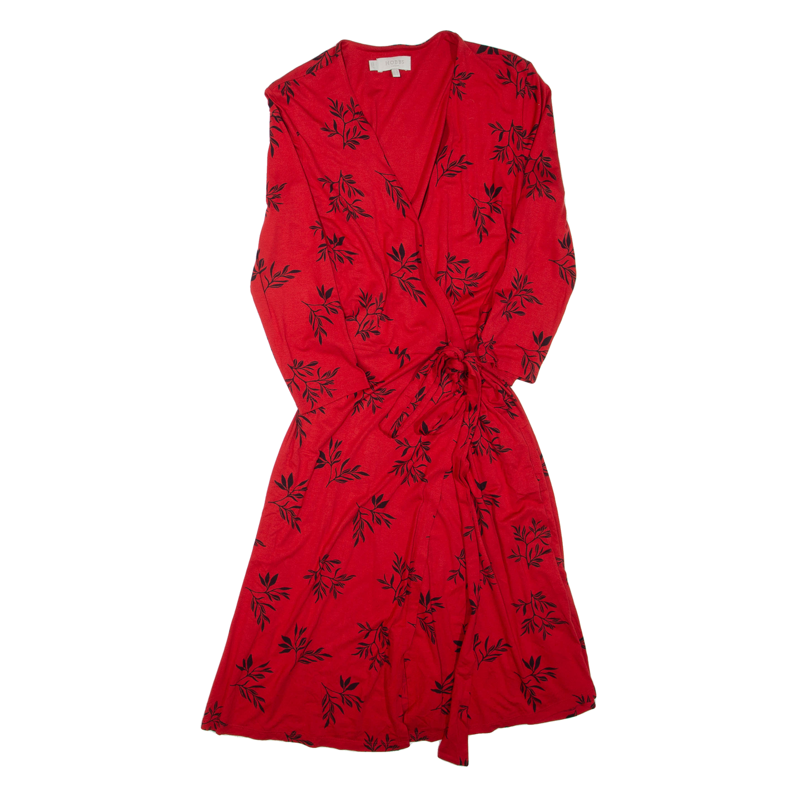 HOBBS LONDON Womens Wrap Dress Red Viscose Floral Long Sleeve Knee Length UK 10 Refurbished - N/A refurbished available on Cerqular