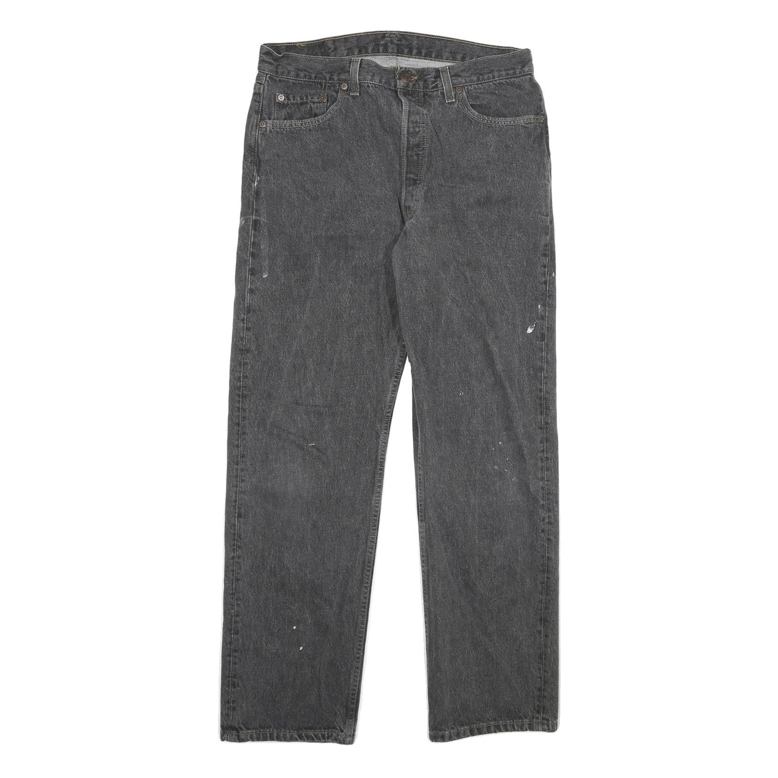 LEVI'S 501 Mens Jeans Black Regular Straight Denim Medium W32 L31 Button Closure Refurbished - N/A refurbished available on Cerqular