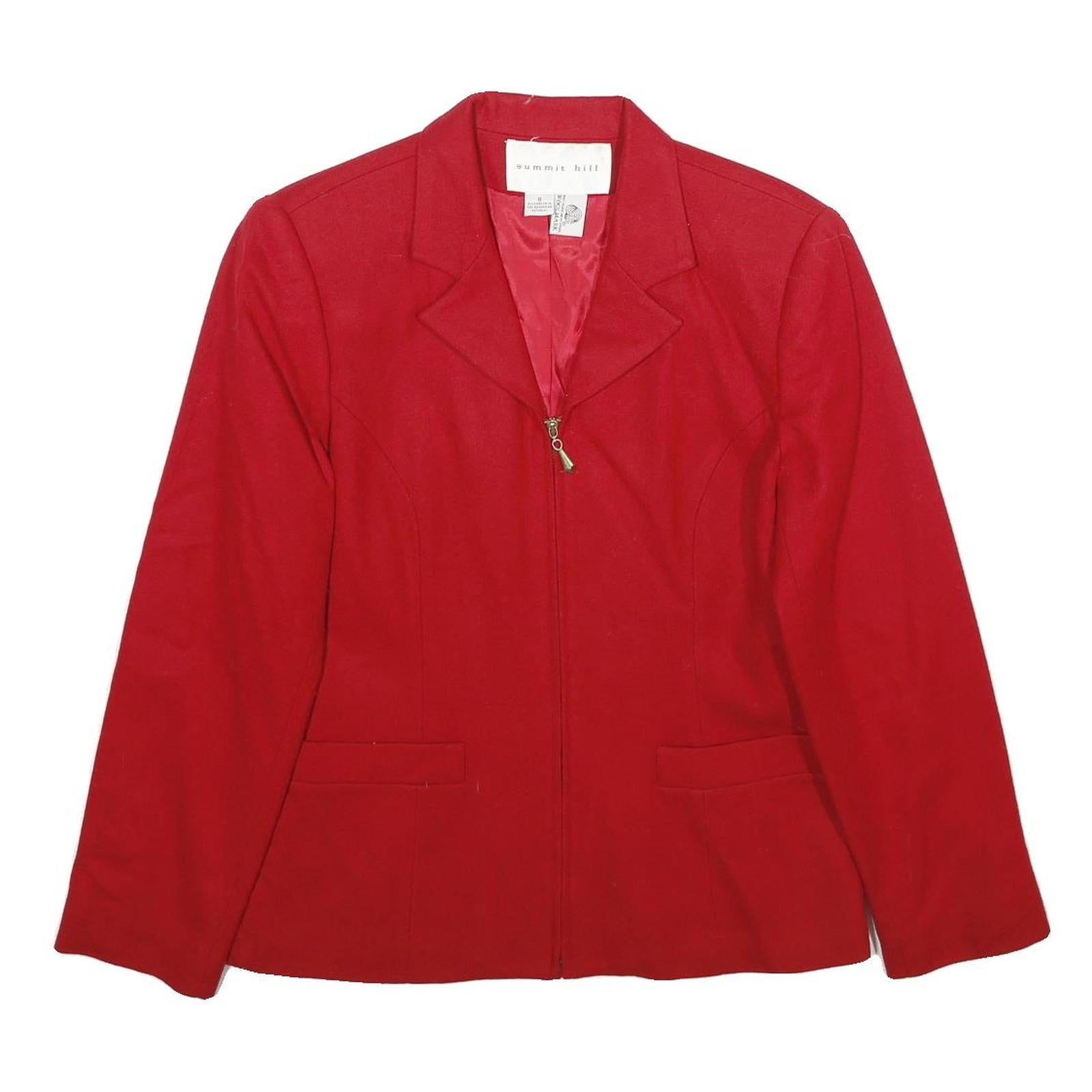 SUMMIT HILL Womens Red Wool Jacket UK 12 Zip Classic Tailored Plain Refurbished - N/A refurbished available on Cerqular