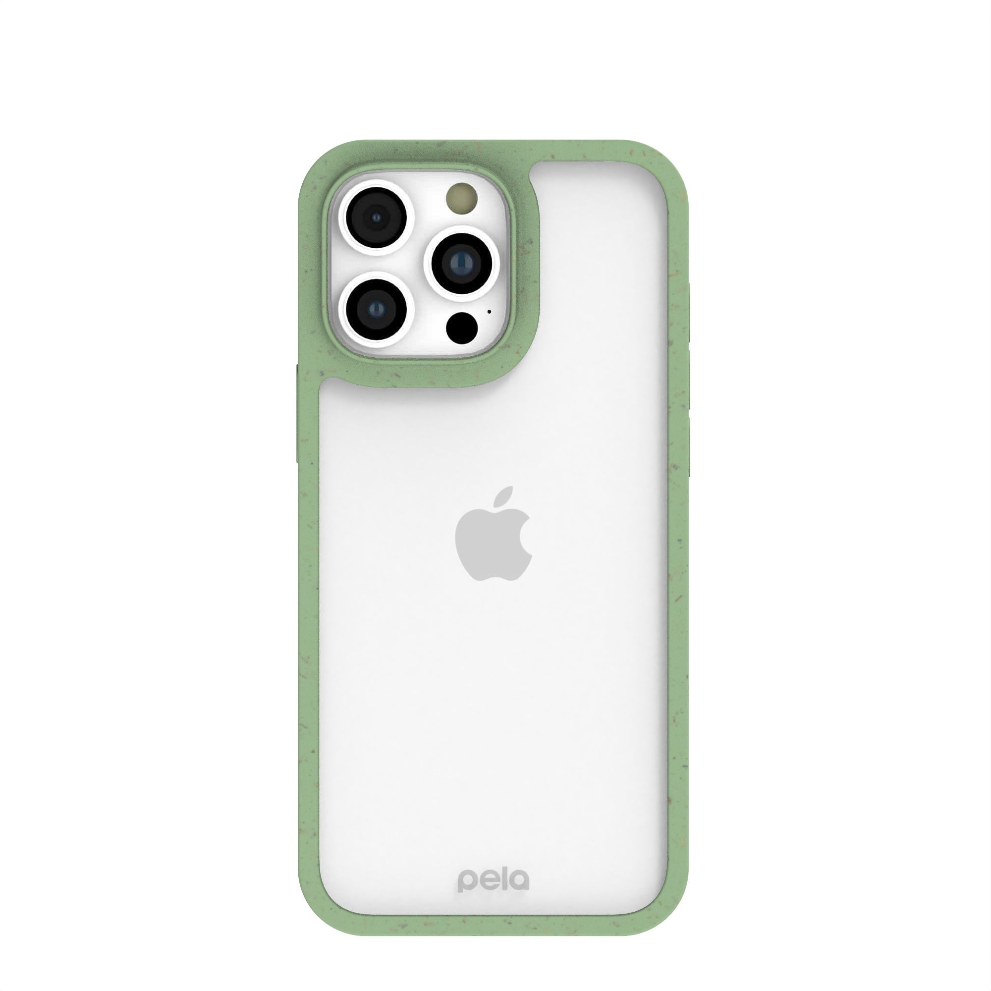 Clear iPhone 16 Pro Max Case with Sage Green Ridge Refurbished - Pela Case refurbished available on Cerqular