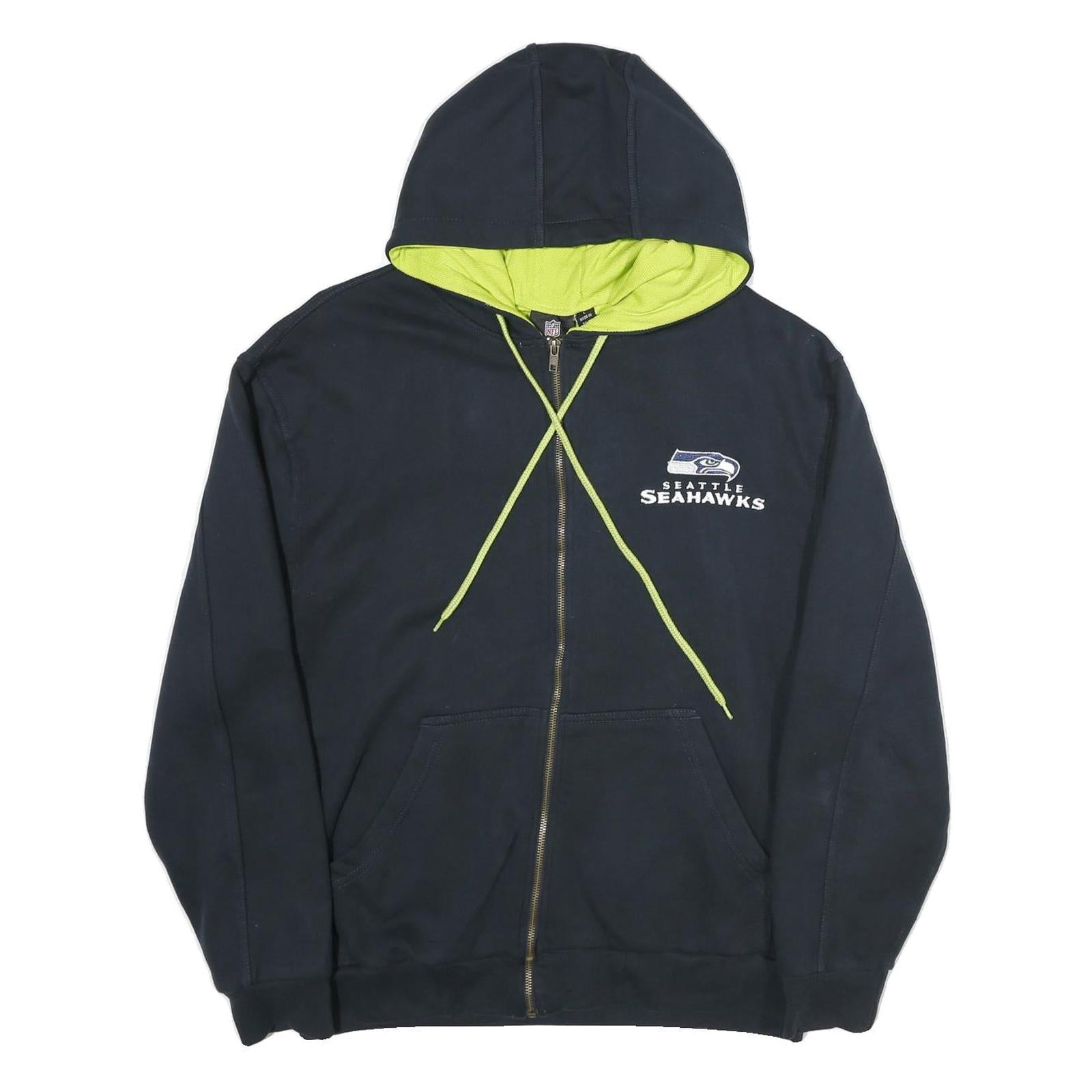 NFL Mens Navy & Lime Seattle Seahawks Full Zip Hoodie L NFL Authentic Cotton Refurbished - N/A refurbished available on Cerqular