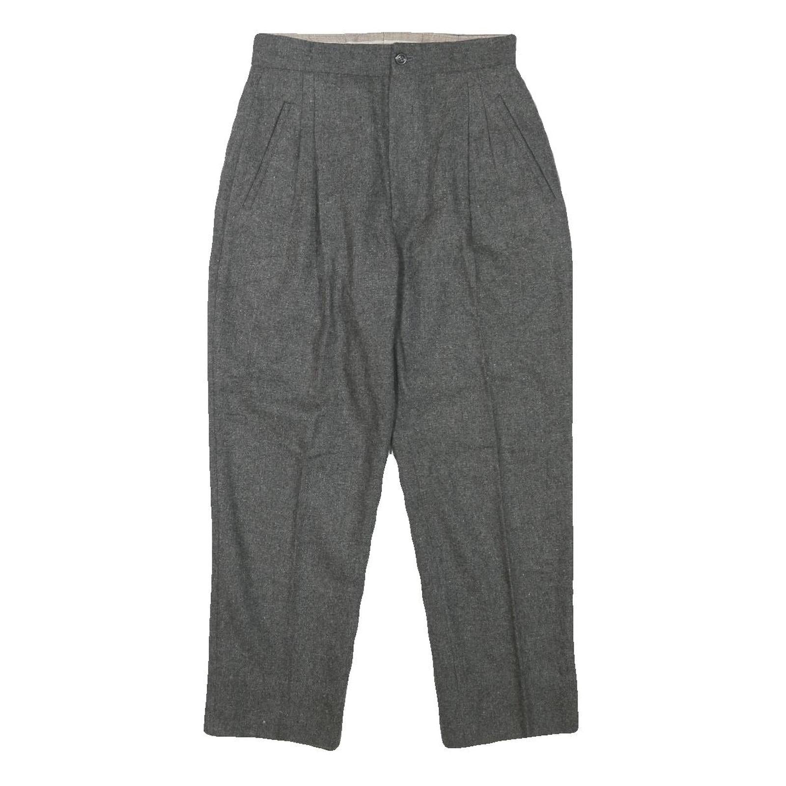 Womens Relaxed Fit Grey Wool Blend Trousers Zip W24 L23 Classic Formal Smart Refurbished - N/A refurbished available on Cerqular