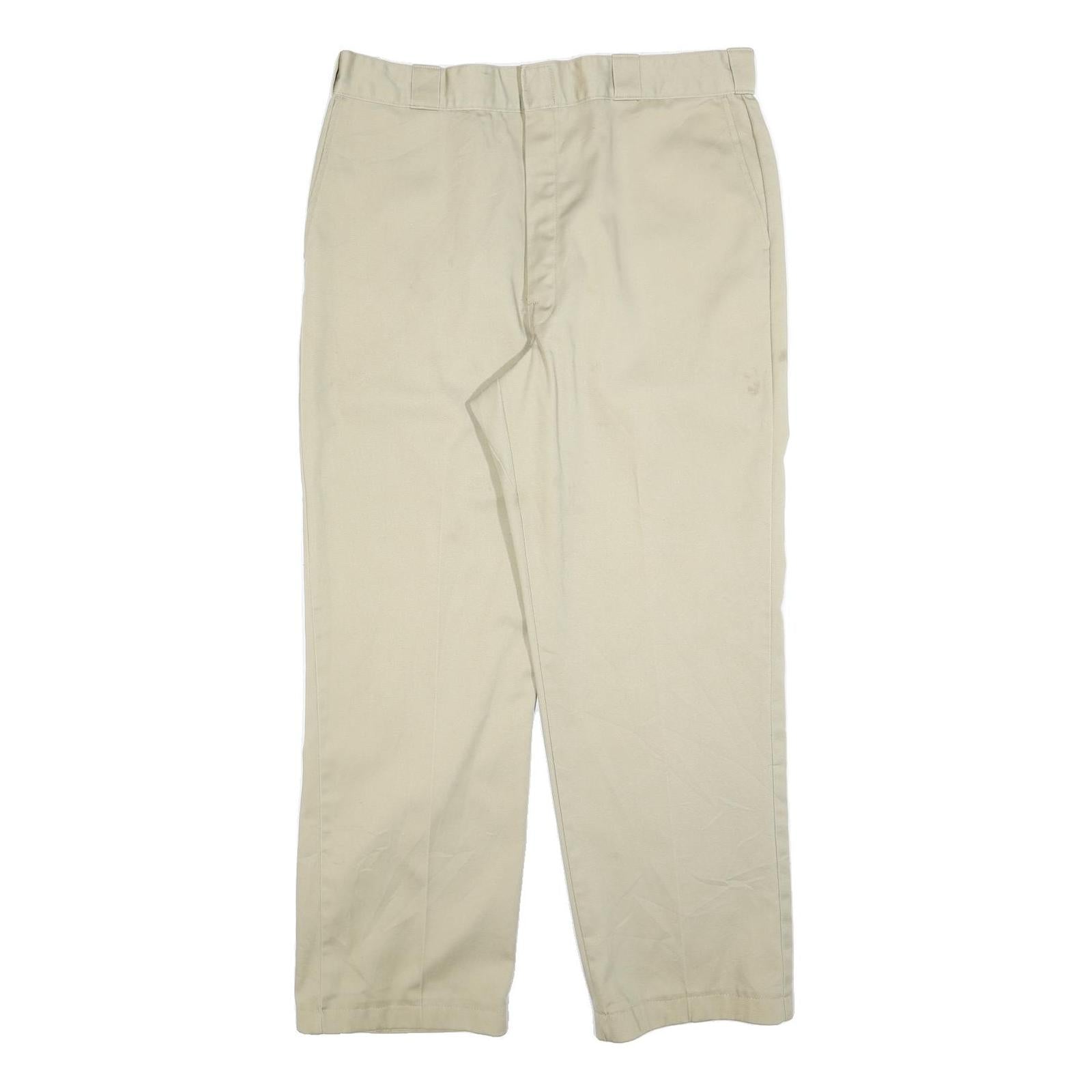 DICKIES Mens Cotton Blend Relaxed Beige Trousers W36 L30 Workwear Zip Closure Refurbished - N/A refurbished available on Cerqular