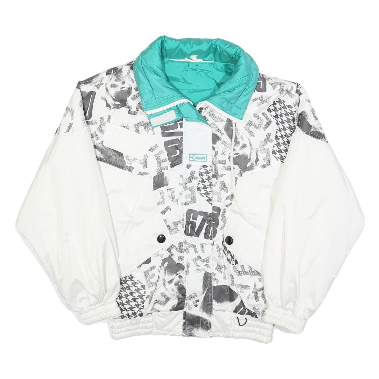 Buy ALPINE Womens White & Turquoise Abstract Print Zip Jacket S Polyester Blend Refurbished - $32.49 ALPINE Womens White & Turquoise Abstract Print Zip Jacket S Polyester Blend Refurbished - N/A refurbished available on Cerqular