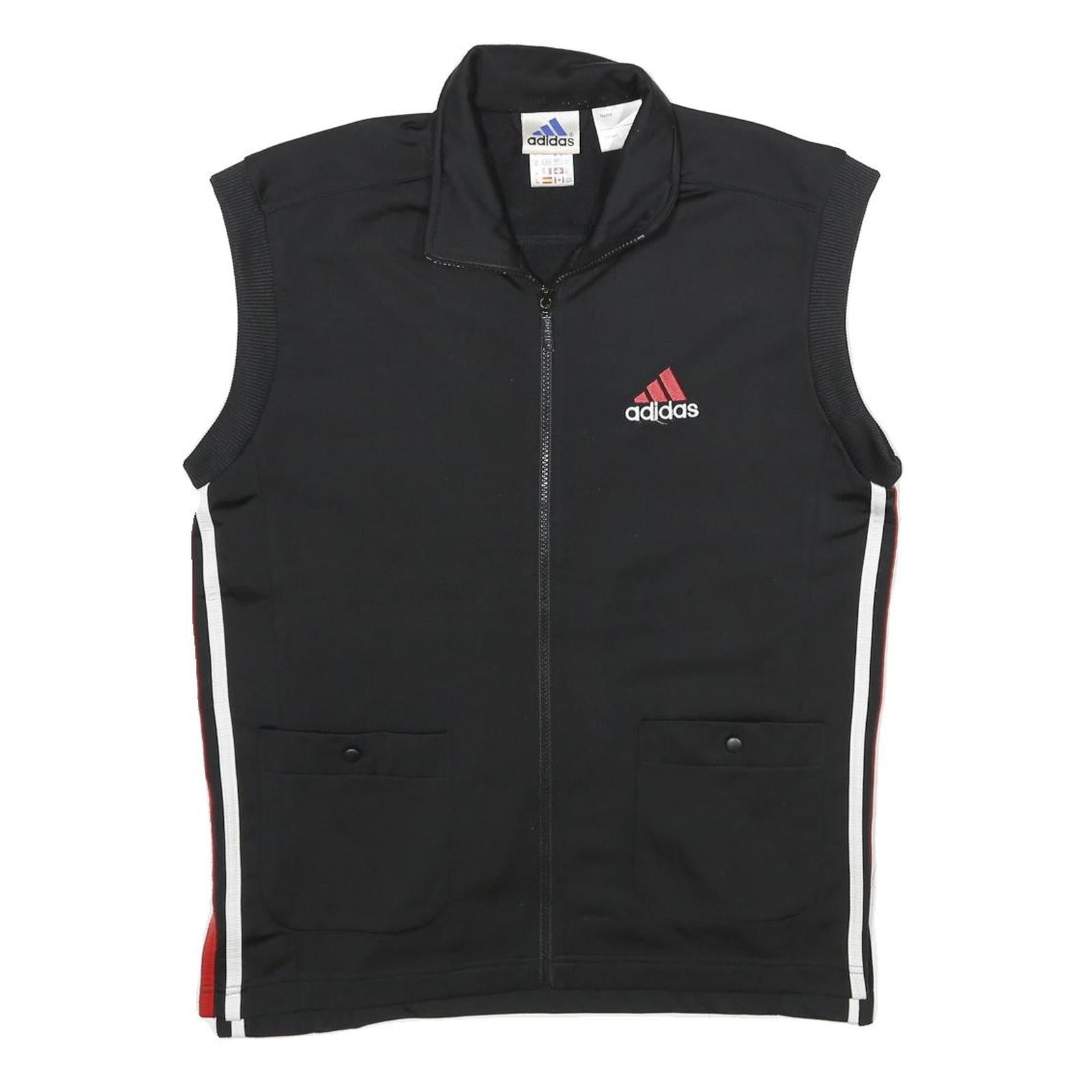 ADIDAS Mens Black & Red Track Sleeveless Jacket XS Polyester Zip Sportswear Refurbished - N/A refurbished available on Cerqular