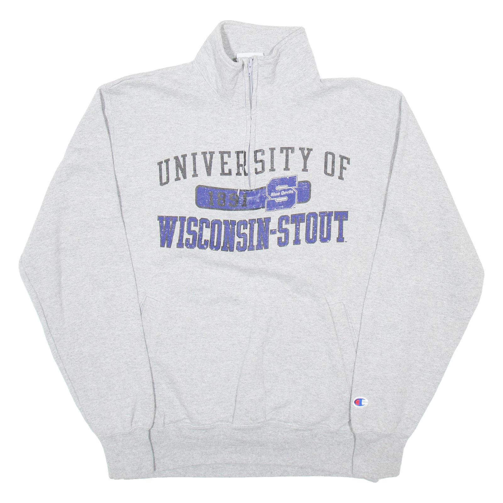 CHAMPION University Of Wisconsin Mens Sweatshirt Grey 1/4 Zip 90s USA M Refurbished - N/A refurbished available on Cerqular