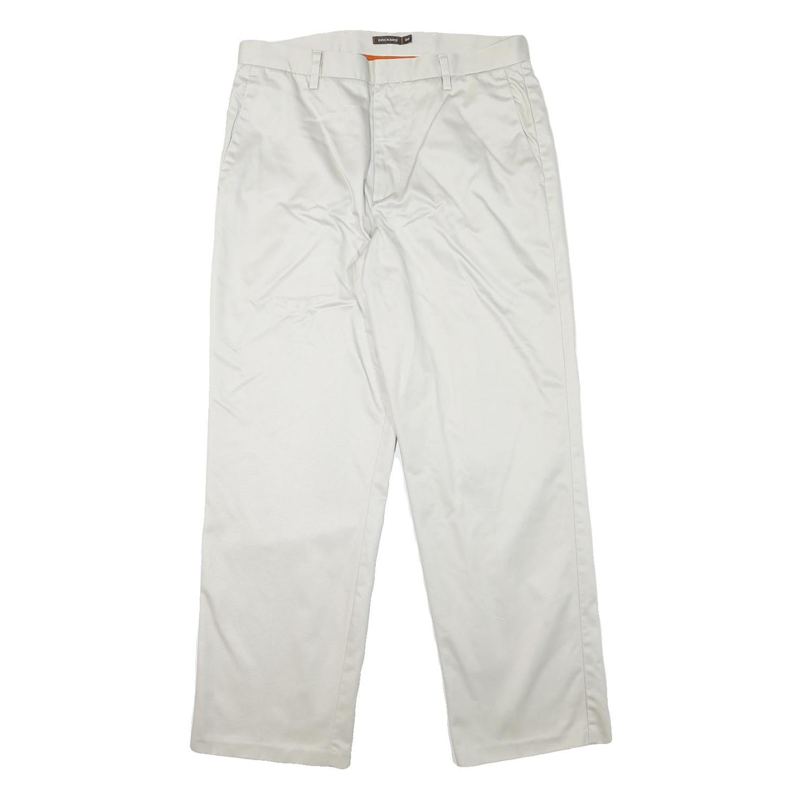 DOCKERS Mens Regular White Cotton Blend Trousers W34 L31 Classic Zip Pockets Refurbished - N/A refurbished available on Cerqular